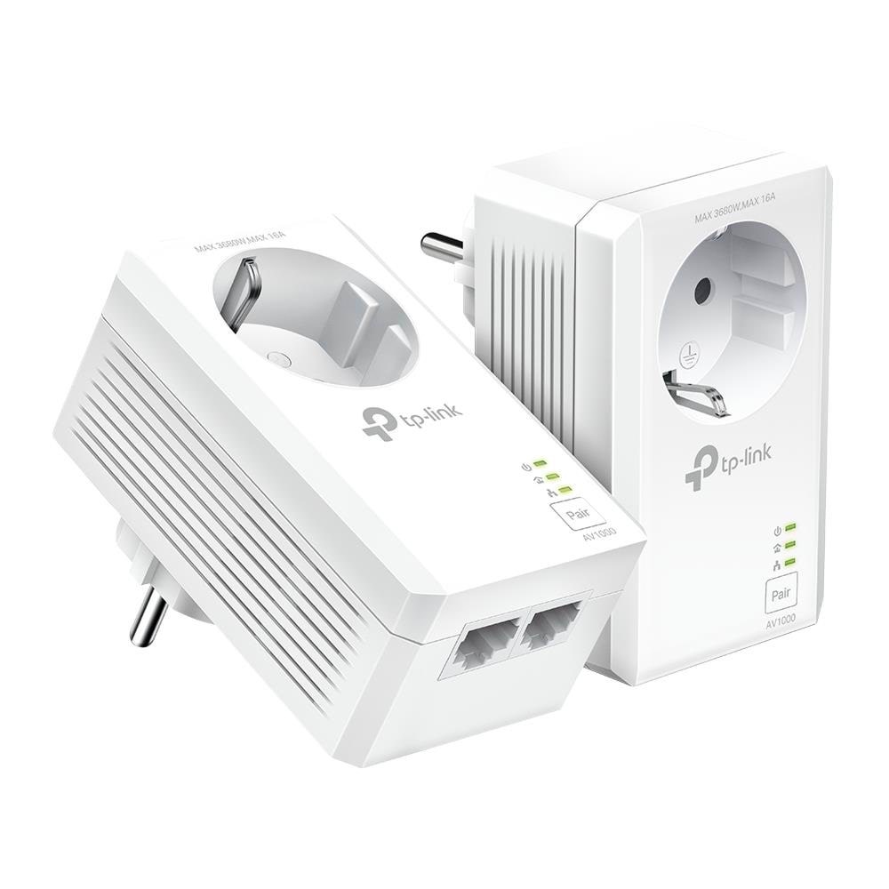 TP-Link TL-PA7027P KIT AV1000 2-Port Gigabit Passthrough Powerline Starter Kit Homeplug / PowerLine Homeplug Powerline