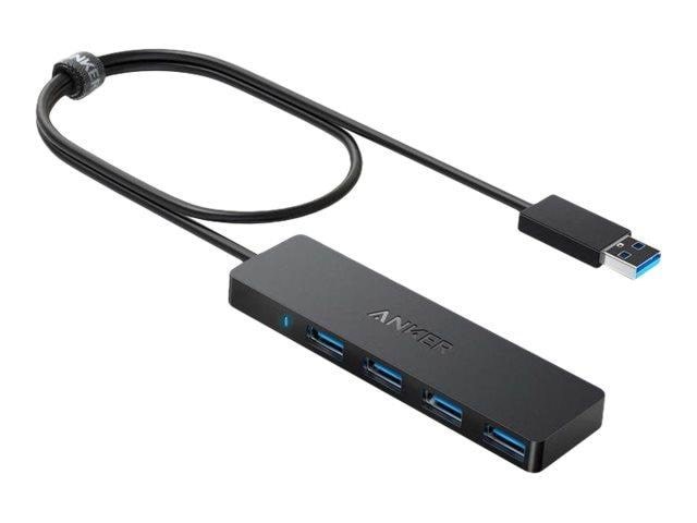 Anker 4-Port Ultra Slim USB3.0 Data Hub - Black USB hub - USB 3.0 - 4 ports - Sort Usb Hub A7516016