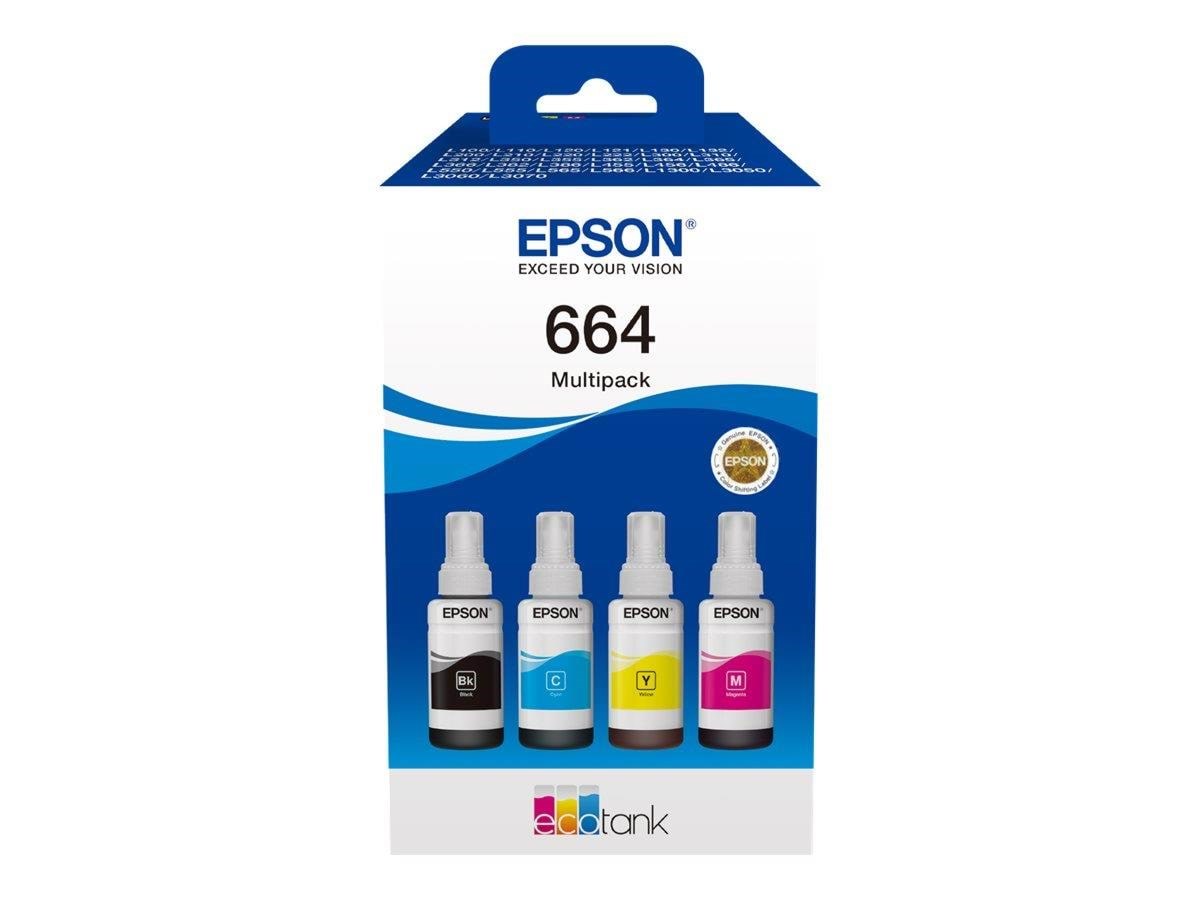 Epson EcoTank 664 / 4-Pack (Black Yellow Cyan Magenta) Ink Printerpatron Og Toner C13T66464A