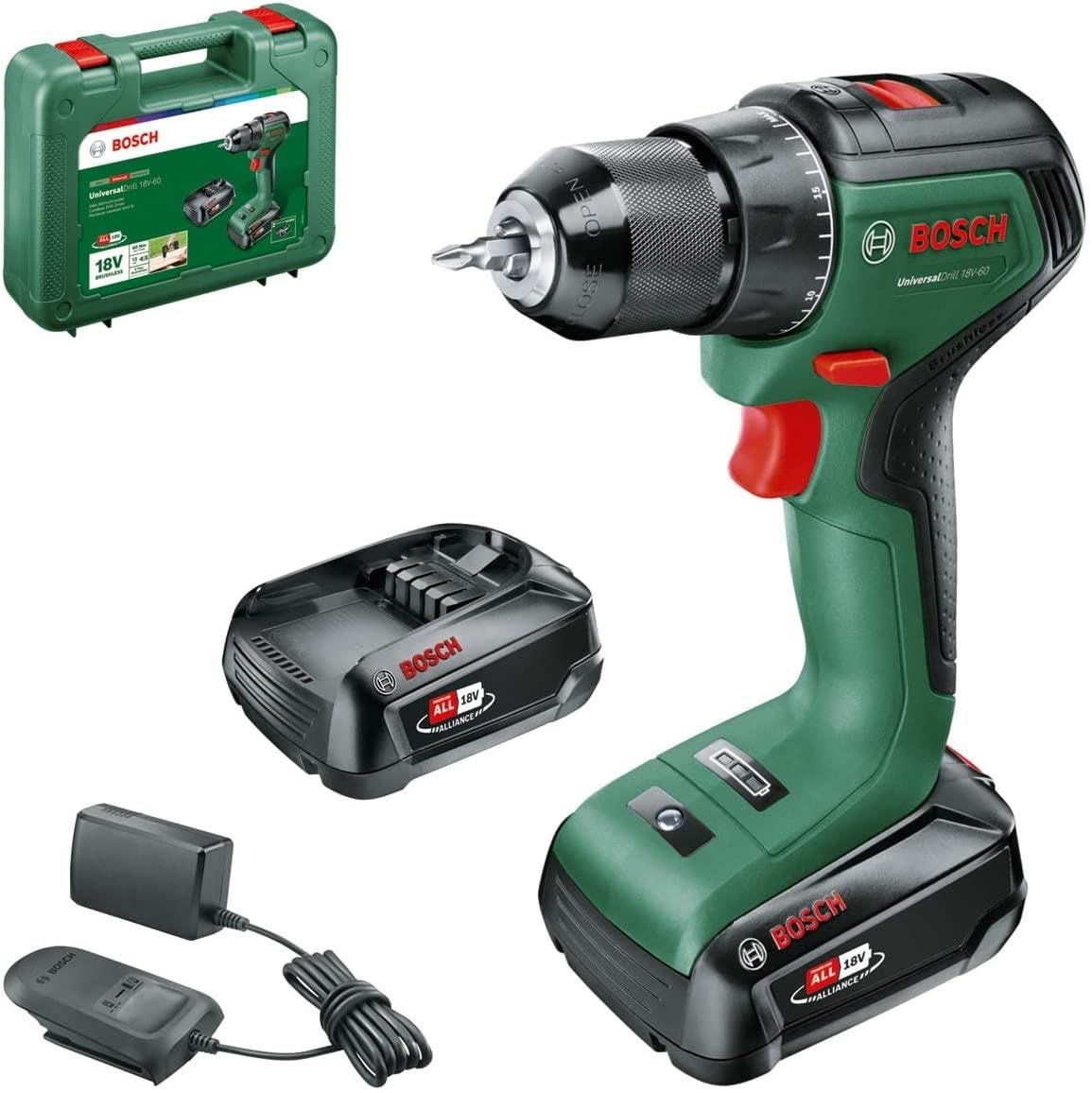 Bosch Cordless Drill Driver UniversalDrill 18V-60 2X2.0AH Skruemaskine 06039D7002