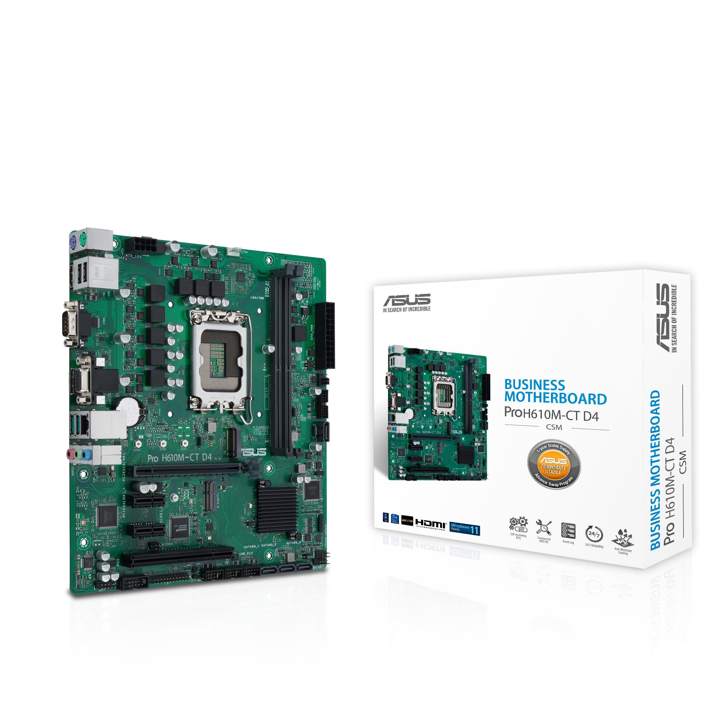 ASUS PRO H610M-C D4-CSM Bundkort - Intel H610 - Intel LGA1700 - DDR4 RAM - Micro-ATX Bundkort 90MB1A30-M0EAYC