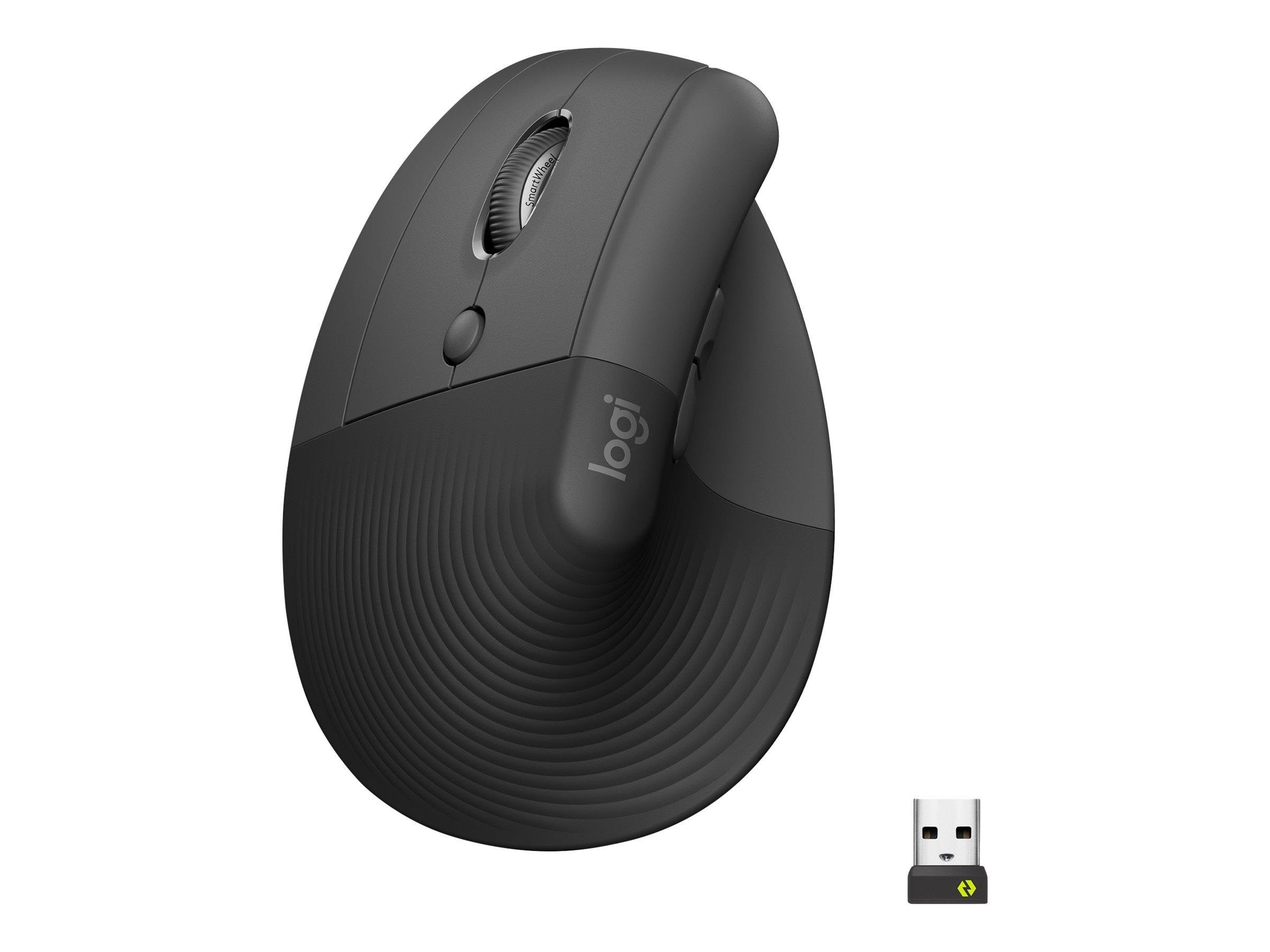 Logitech Lift for Business - Left Handed - Graphite - Ergonomisk mus - Optisk - 6 knapper - Sort Mus 910-006495