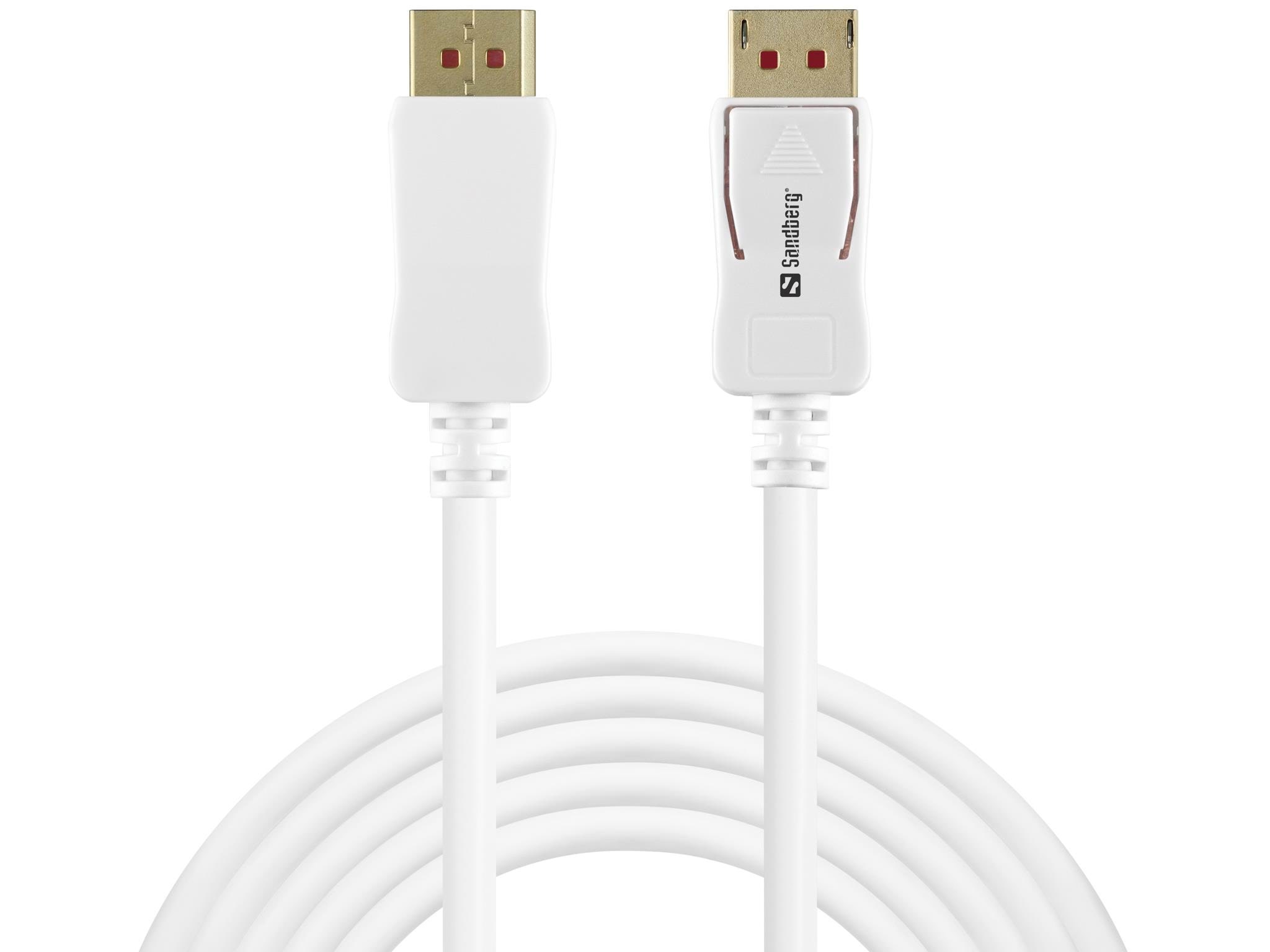 Sandberg DisplayPort 1.4 Cable - 2m Skærmkabel Hvid 509-15