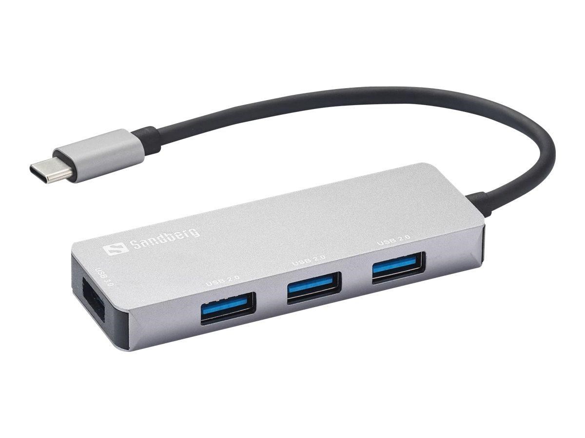 Sandberg USB-C Hub 1xUSB3.0+3x2.0 SAVER USB hub - 4 ports - Grå Usb Hub 336-32