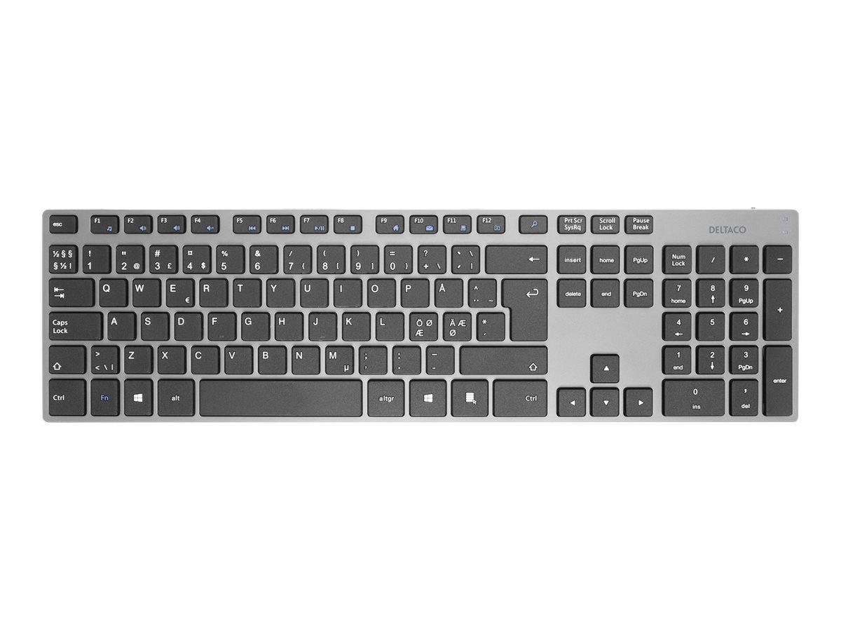 Deltaco Wireless Keyboard Dark Grey - Tastatur - Nordisk - Grå Tastatur TB-802