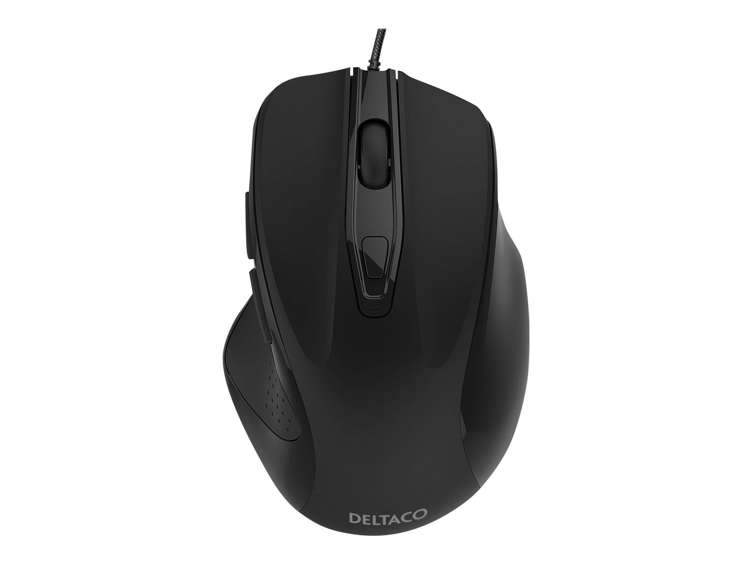 Deltaco OFFICE Wired Silent Office Mouse - Mus - Optisk - 6 knapper - Sort Mus MS-801