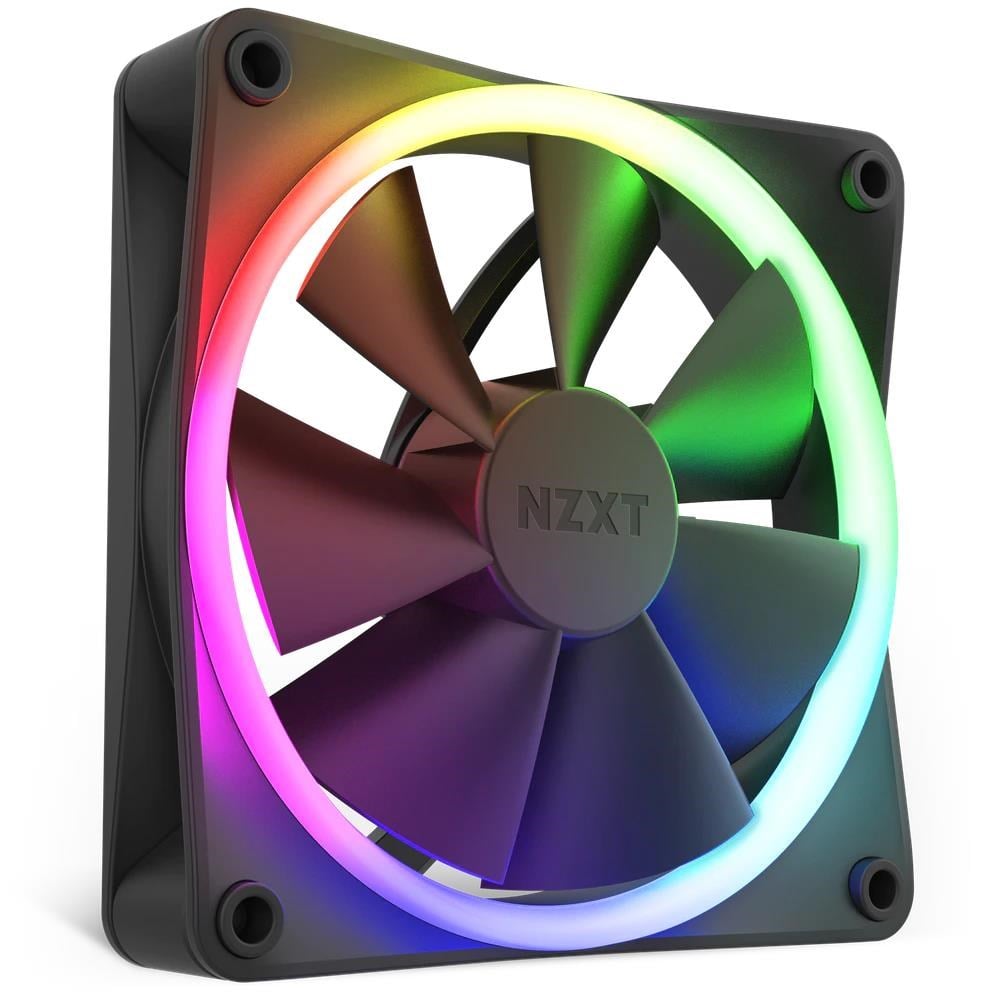 NZXT F120 RGB - Black - Kabinet køler - 120mm - Sort med RGB LED lys - 28 dBA