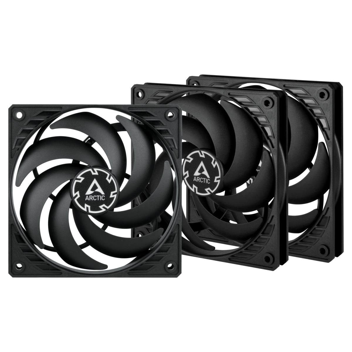 Arctic P12 Slim PWM PST - 3-pack value pack - Kabinet køler - 120mm - Sort - 23 dBA