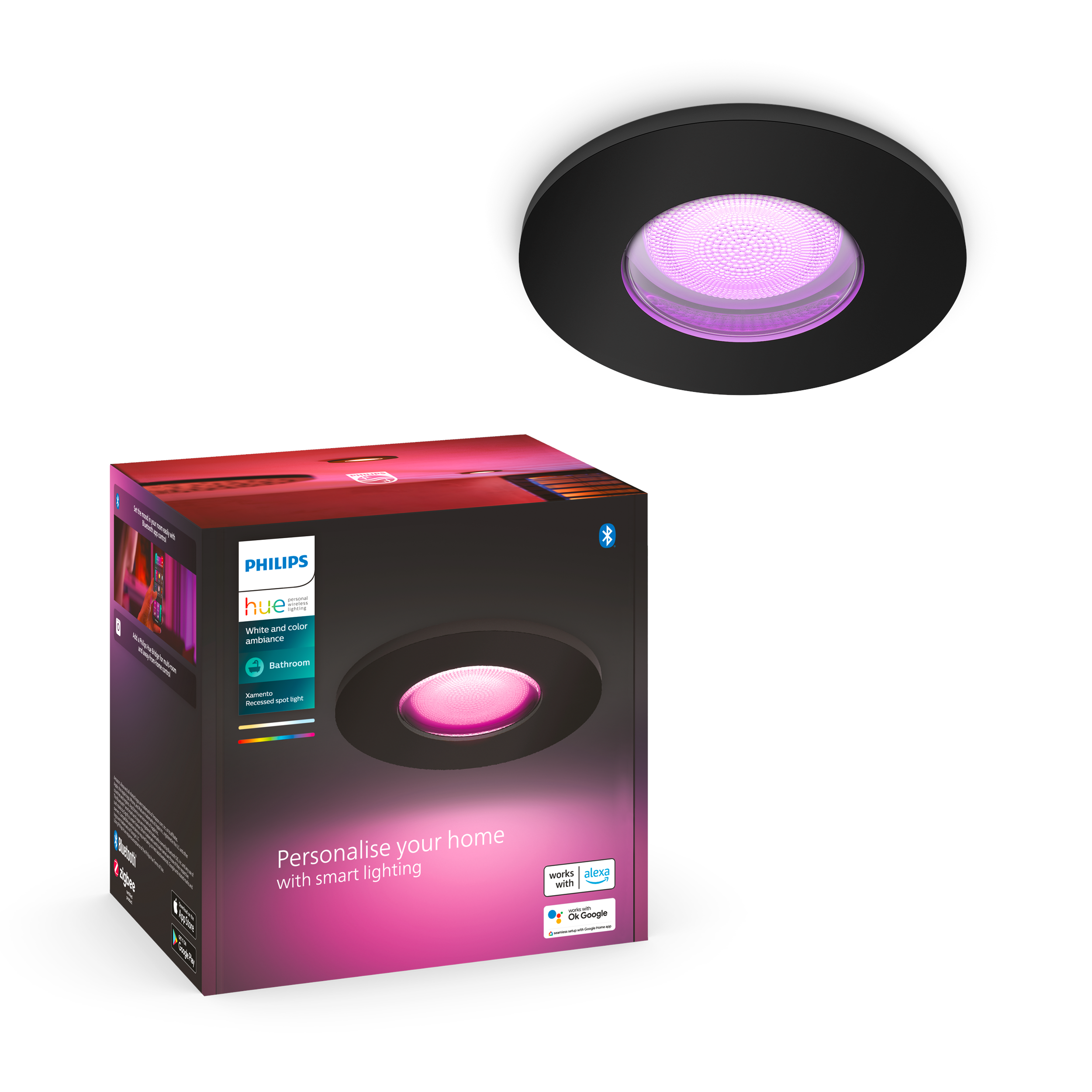 Philips Hue Xamento Recessed 1x5.7W - Black Smart Home 929003812601
