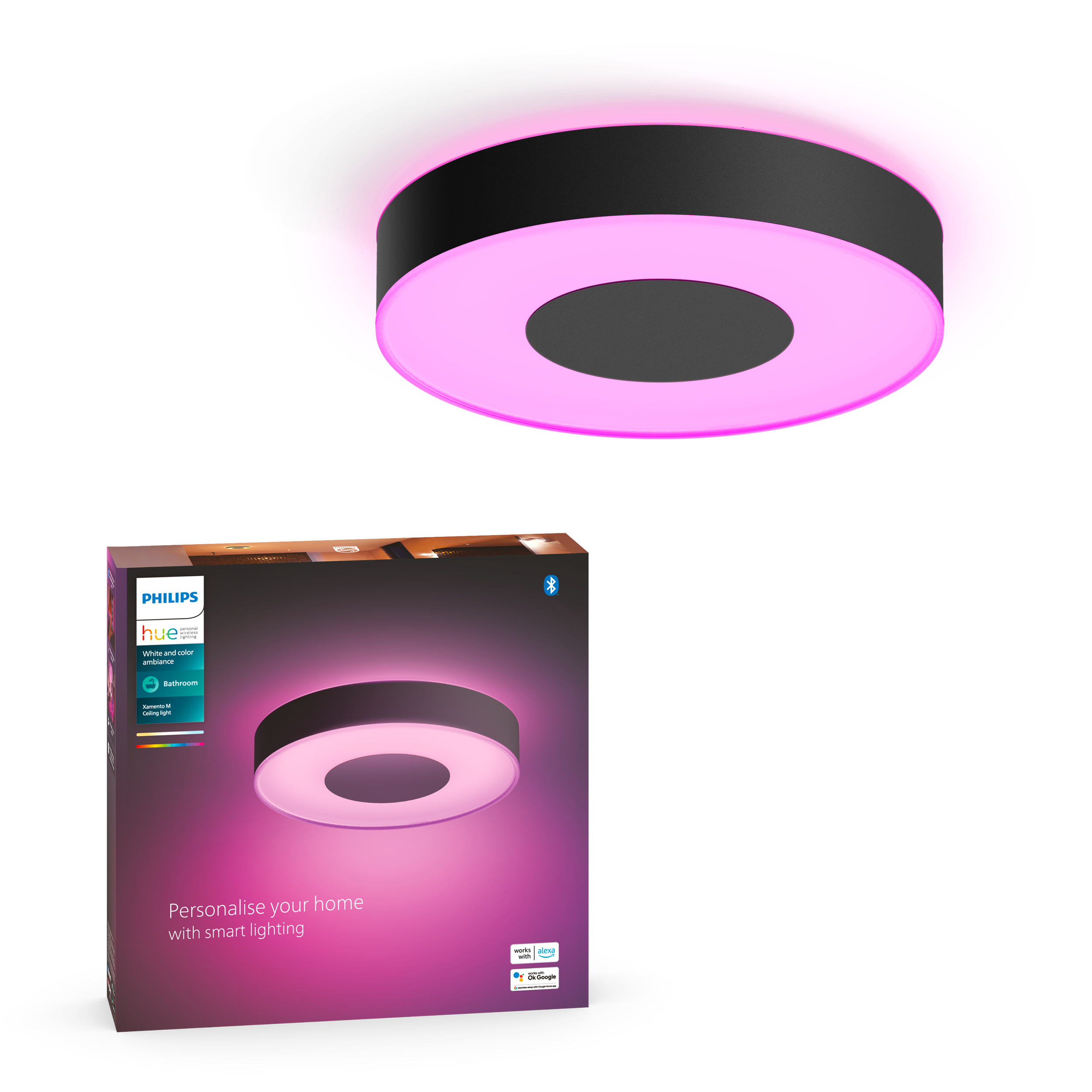 Philips Hue Xamento M Ceiling Lamp - Black Smart Home 929003526301