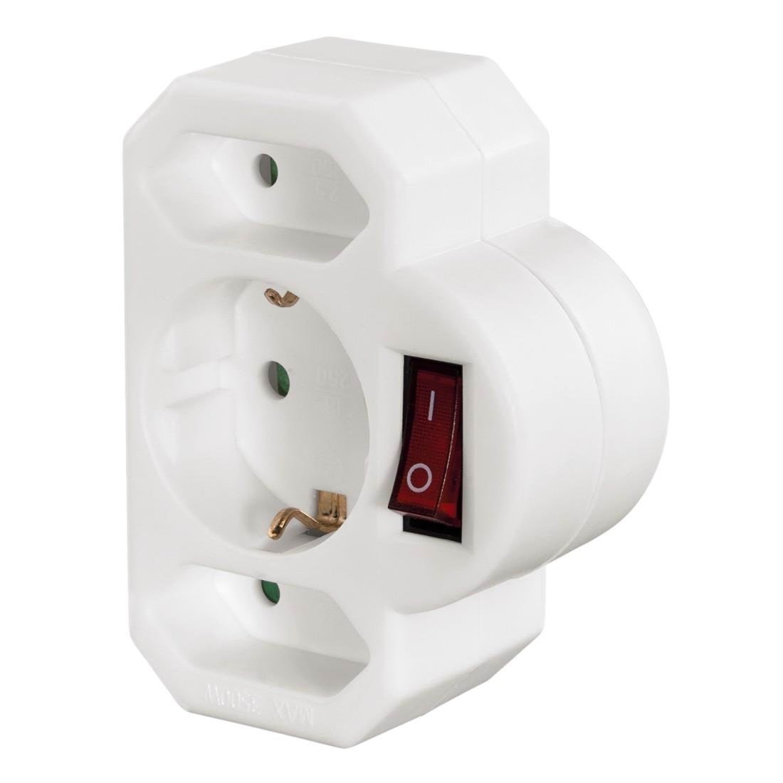 Hama Multi-Plug 3-Way 2 Euro/1 Earthed Socket Switch white Kabel 108846