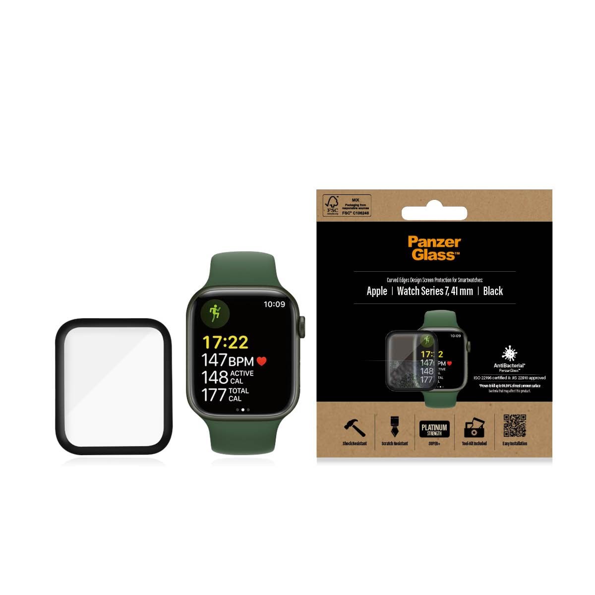 PanzerGlass Apple Watch Series 8 | 7 | 41mm | Screen Protector Glass Beskyttelsesglas PANZER2018