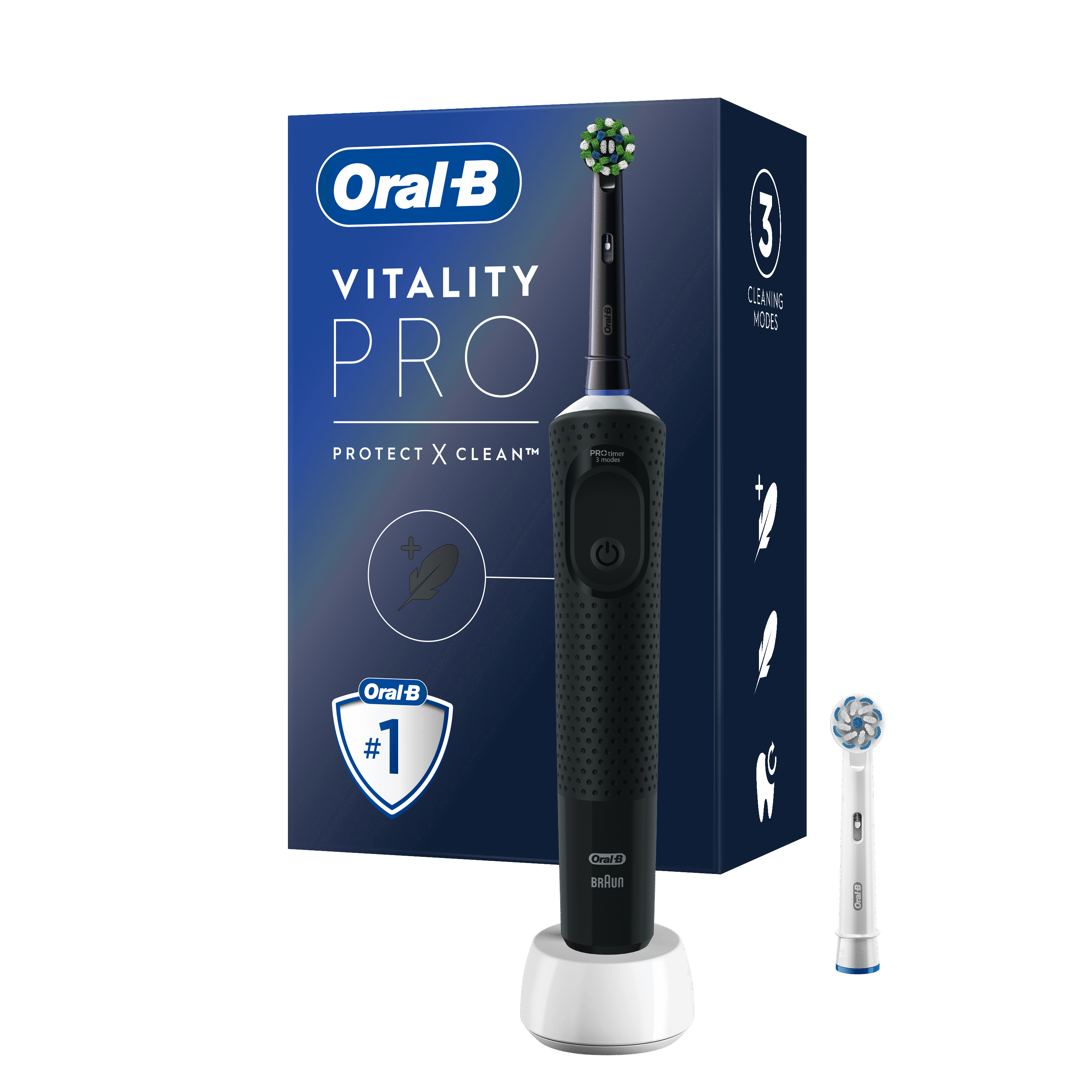 Oral-B Eltandbørste Vitality Pro Sort + ekstra tandbørstehoved El Tandbørste 4210201432326
