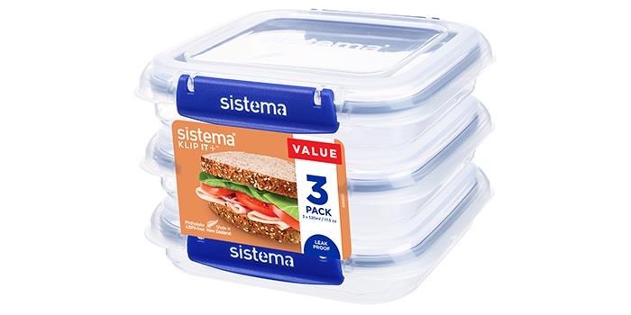 Sistema Square Klip It Plus 3Pack 520ml Køkkentilbehør 881643