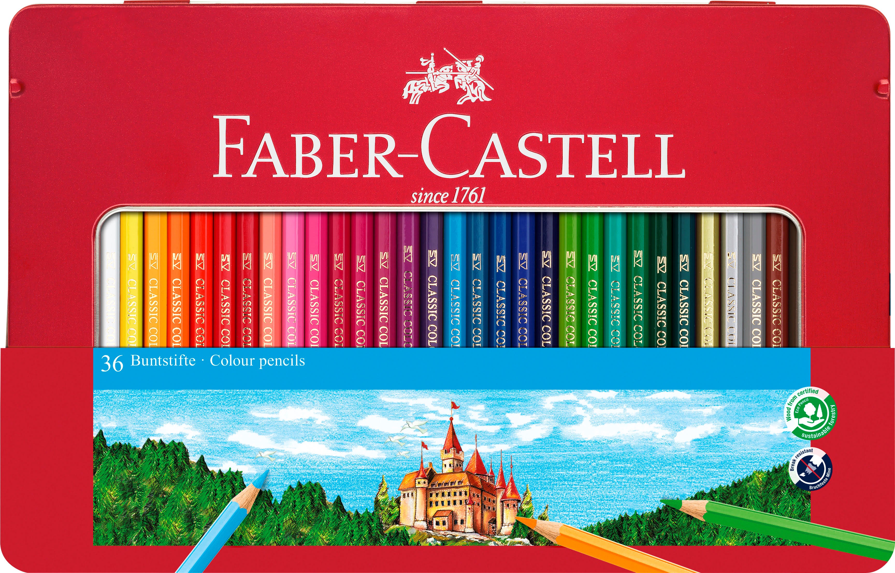 Faber-Castell Farveblyant slot 36 ass tin æske Tegneværktøj Farvet blyant 115886