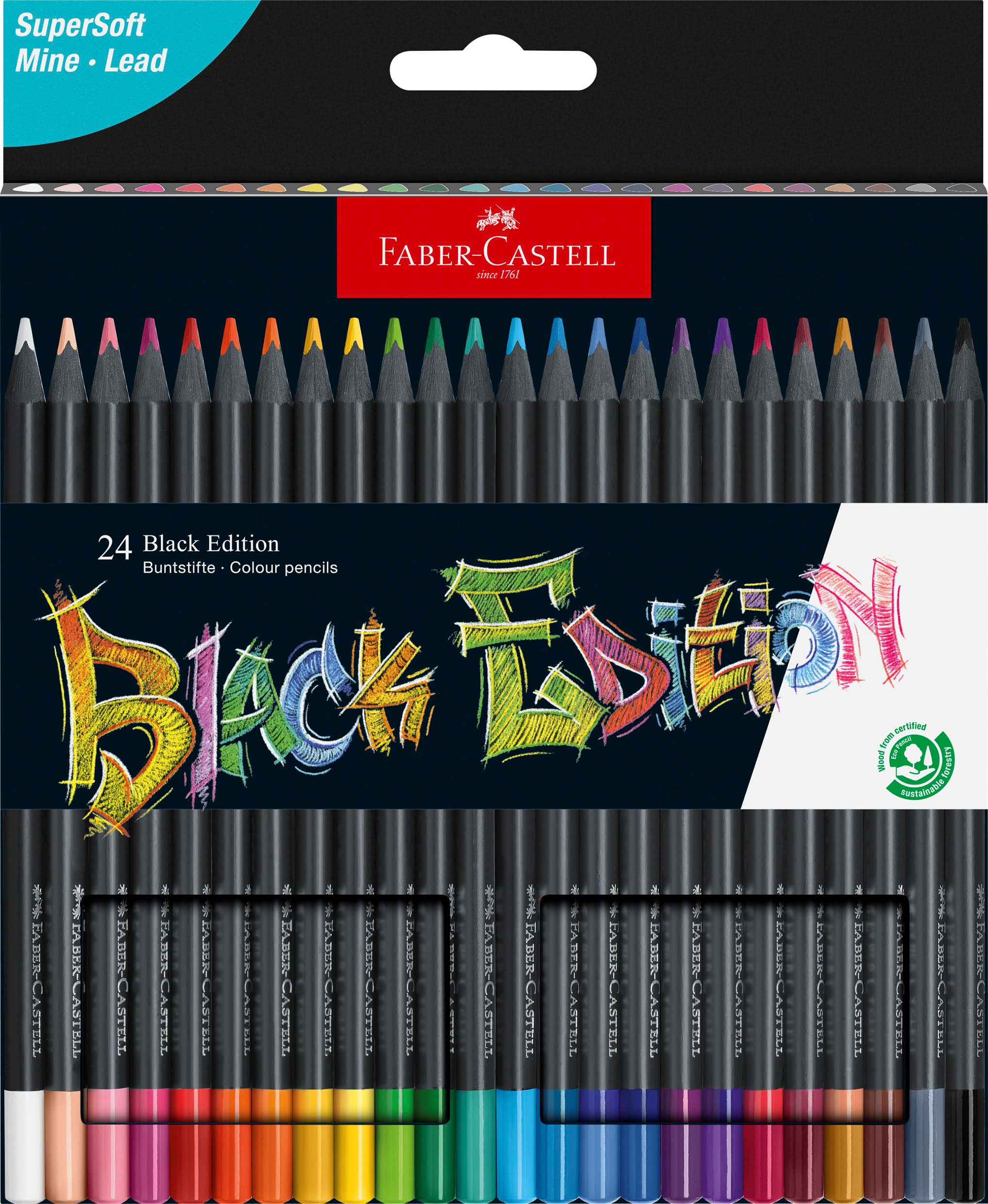 Faber-Castell Black Edition triangular farver 24 ass Tegneværktøj Farvet blyant 116424