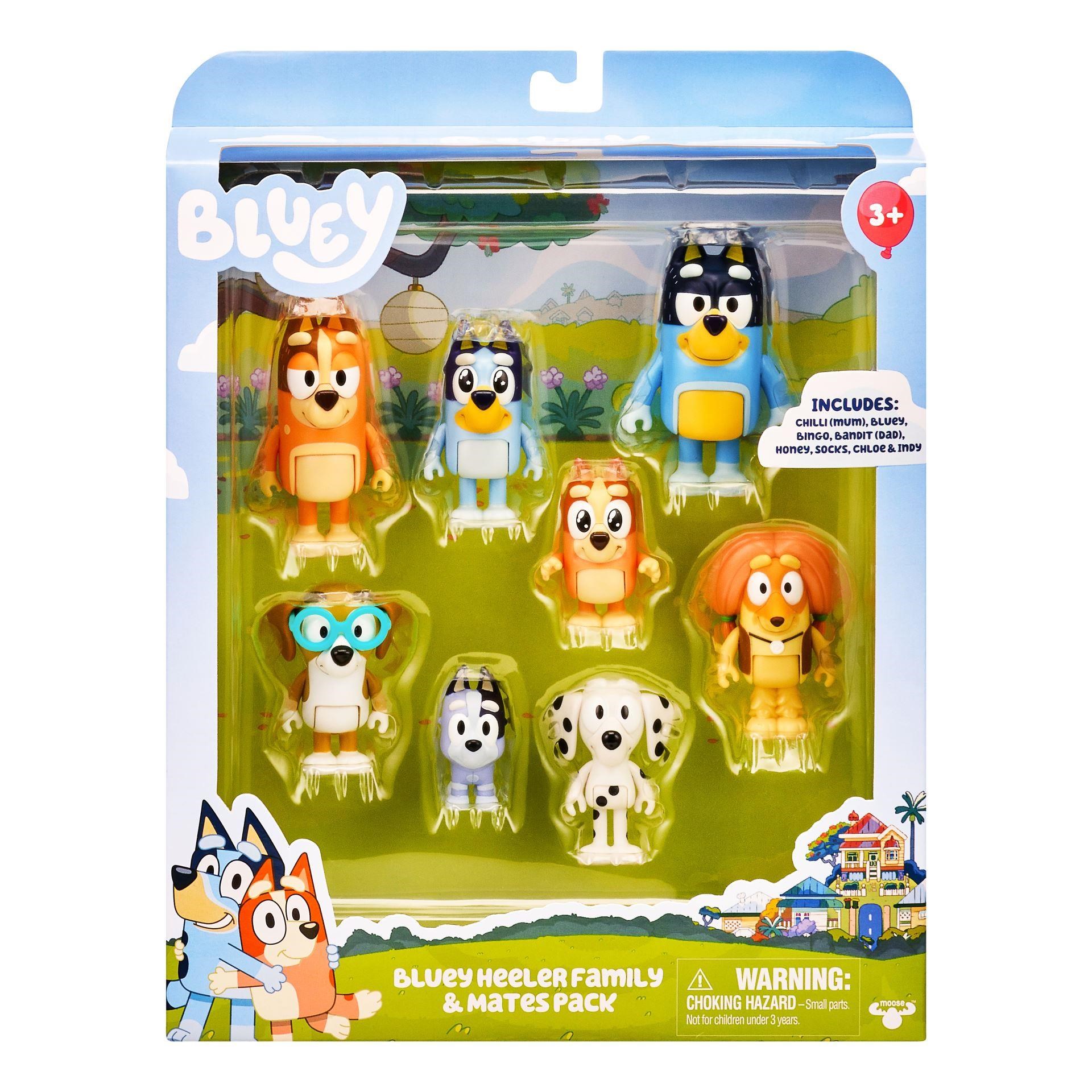 Bluey Familen og venner figurer 8 pk. Figur 90128