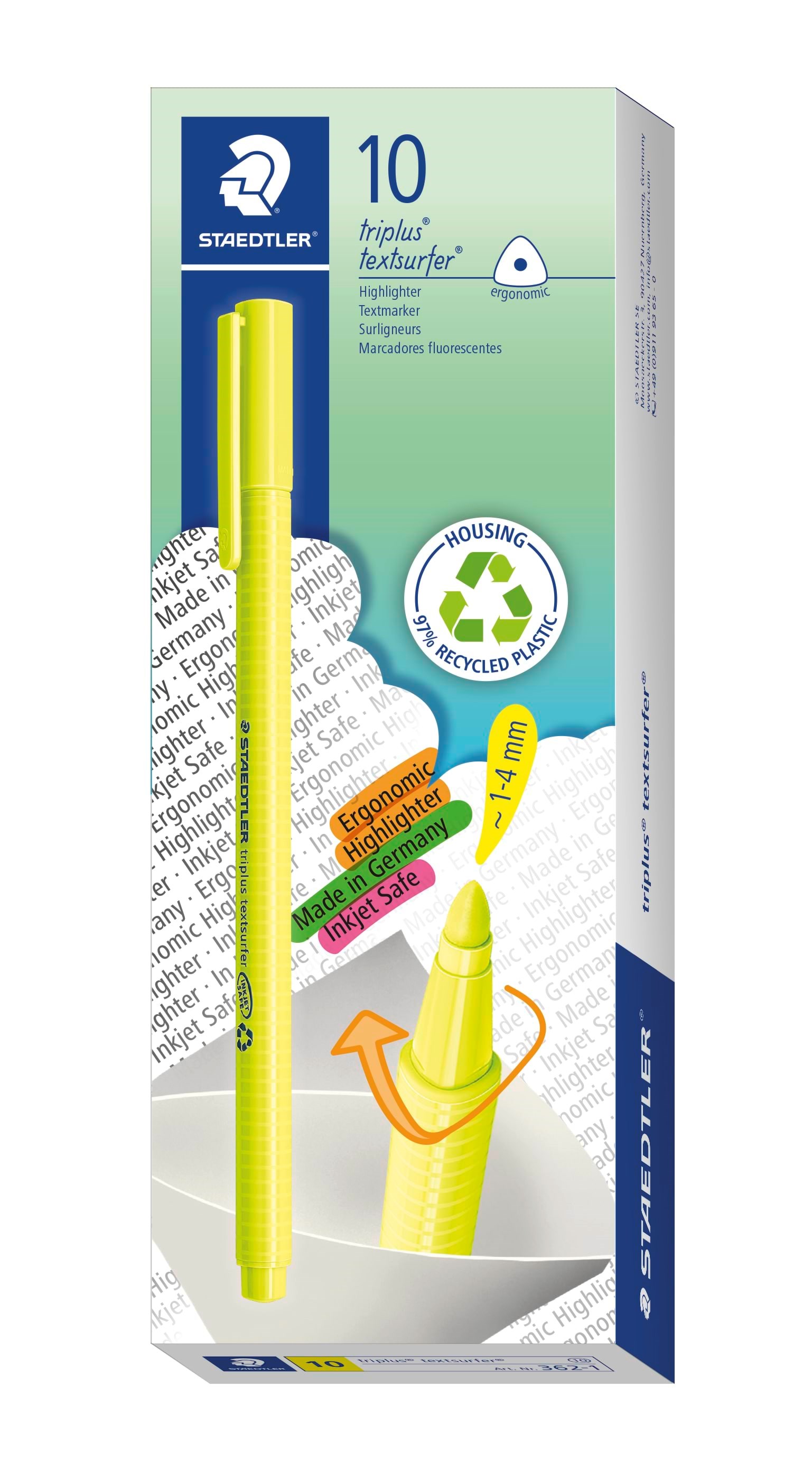 Staedtler TRIPLUS TEXTSURFER 1-4mm, 10 STK GUL Tegneværktøj 362-1