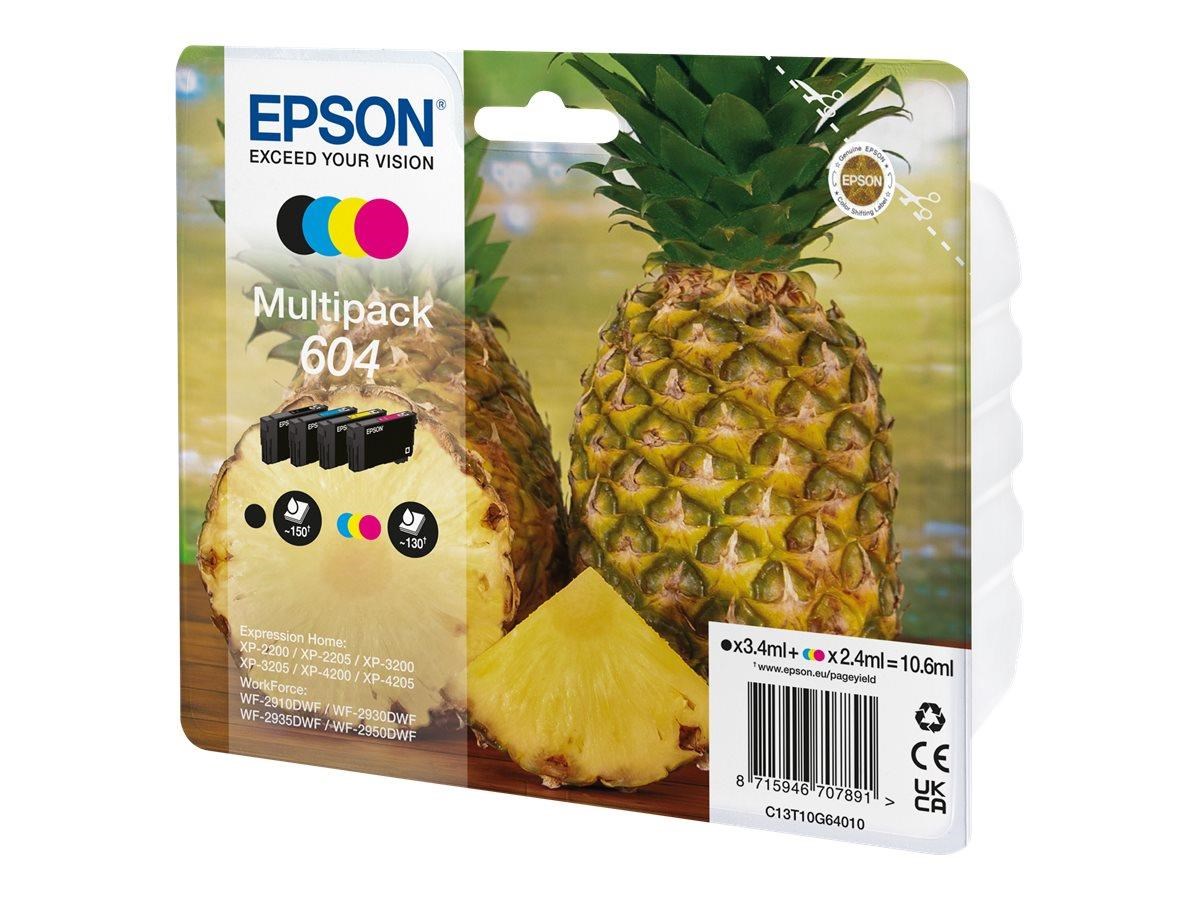 Epson 604 Multipack - 4-pack - black yellow cyan magenta - original - ink cartridge Printerpatron Og Toner C13T10G64010