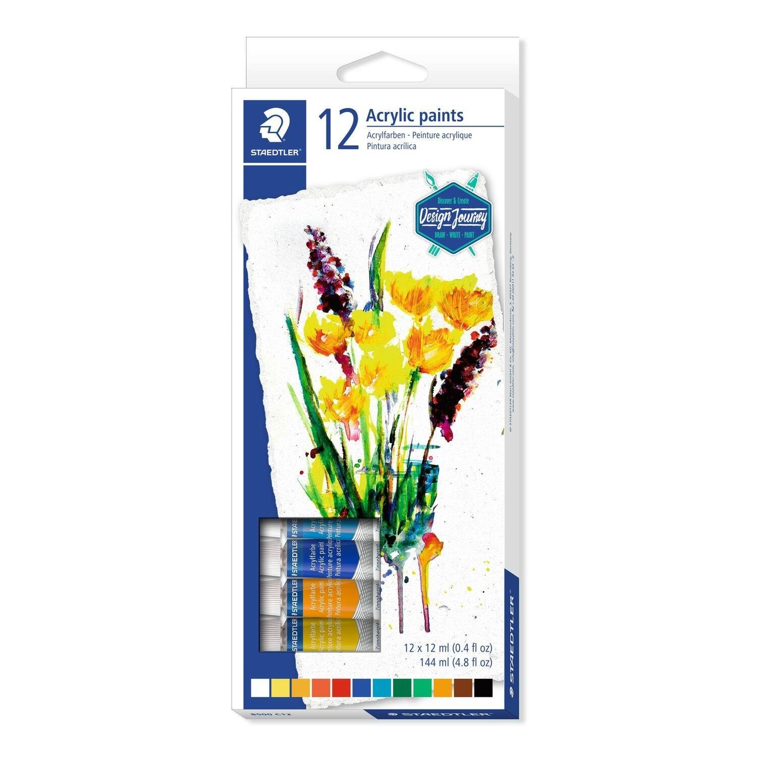 Staedtler Design Journey 8500 C12 Akrylmalesæt, 12 x 12 ml Hobby Artikler