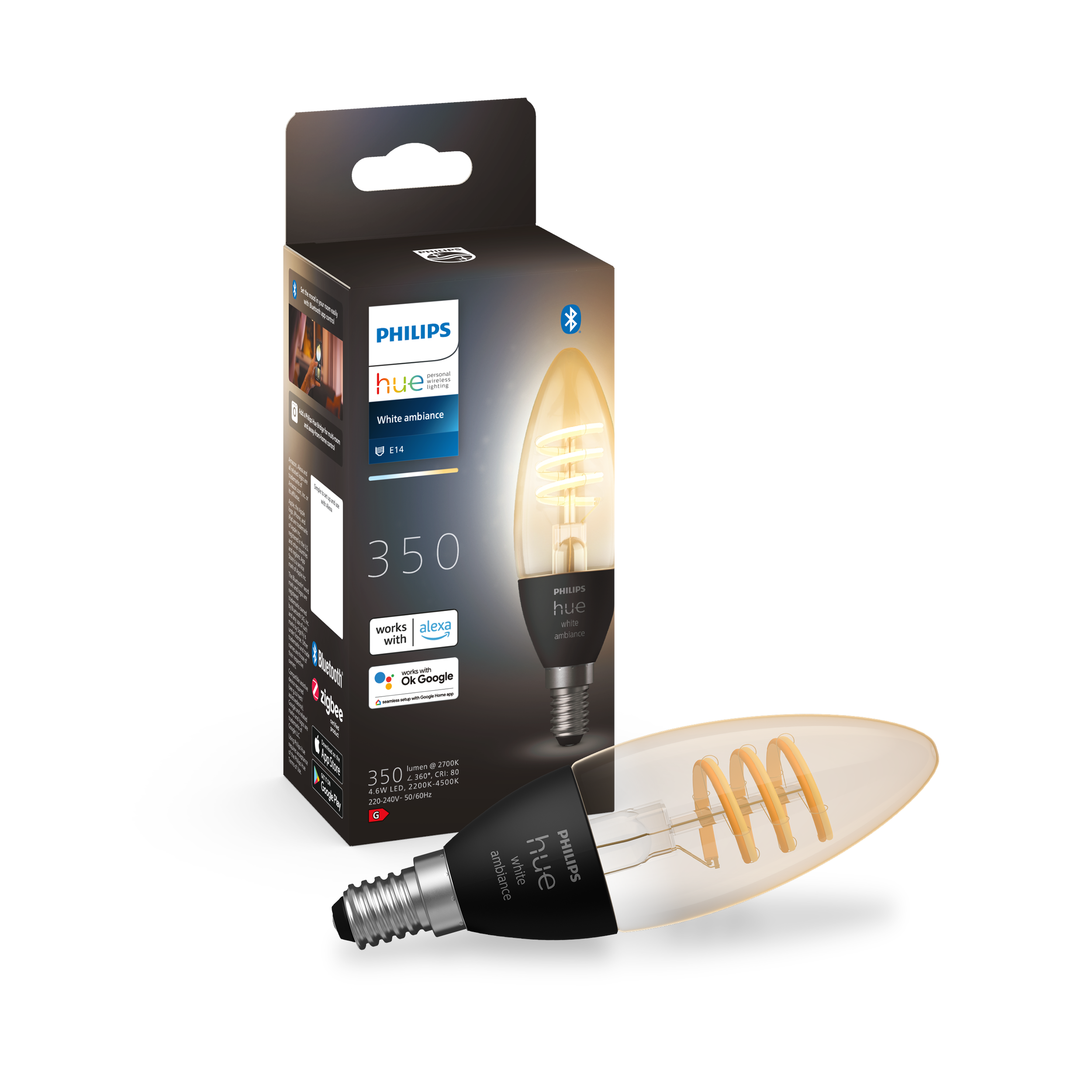 Philips Hue White Ambiance Filament E14 Kerterpære 1-Pakke Smart Home 929003145201