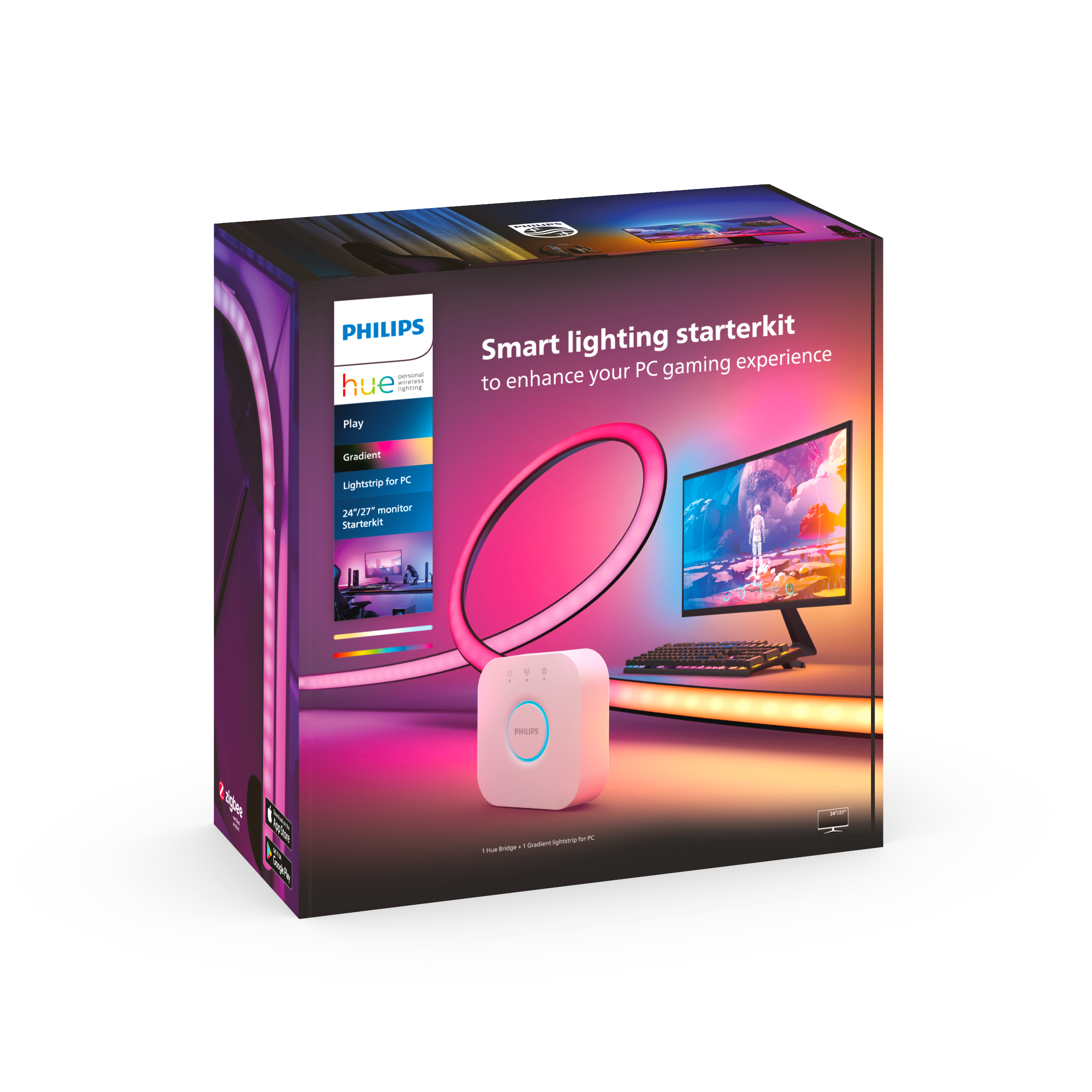 Philips Hue Play Gradient PC Lysstrip 24-27" + Hue Bridge Smart Home 929003498502