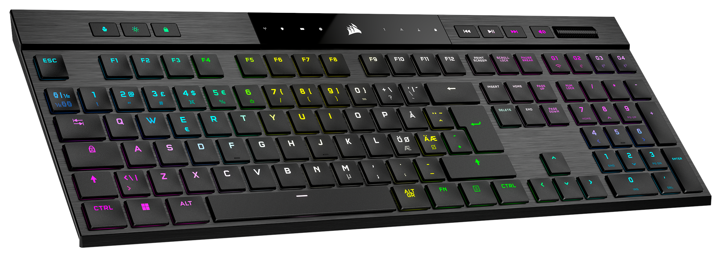 Corsair K100 Air Wireless RGB - MX Ultra Low Profile Tactile - ND - Gaming Tastatur - Nordisk - Sort