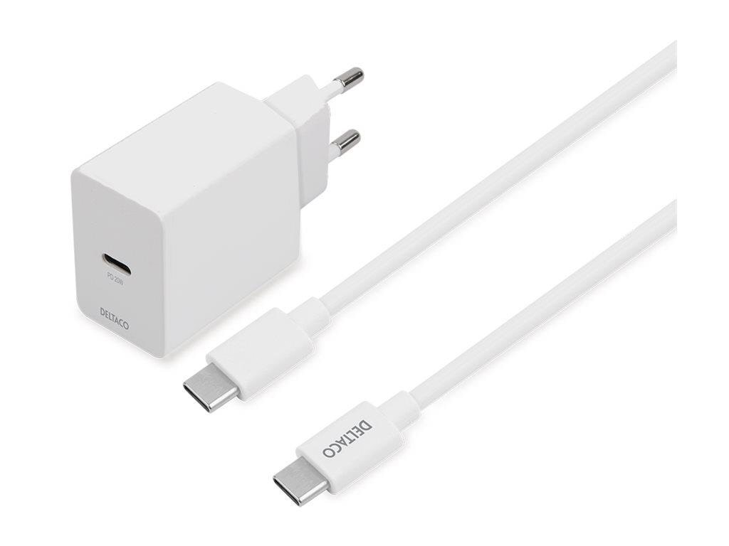 Deltaco USBC-AC146 Power Adapter - USB-C - 20 Watt Mobil Oplader