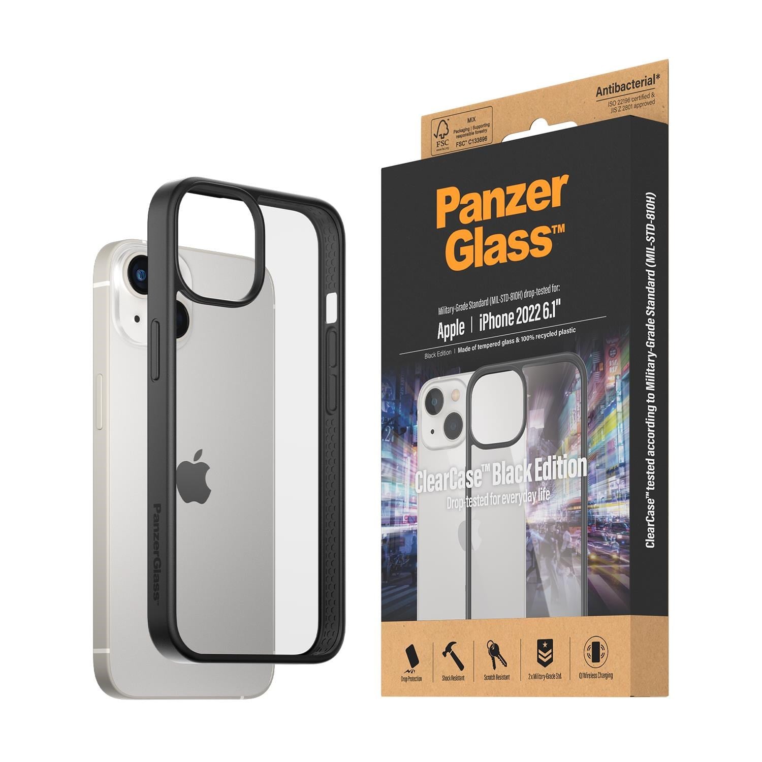 PanzerGlass ClearCase Apple iPhone 14 | 13 | Black Mobilcover PANZER0405