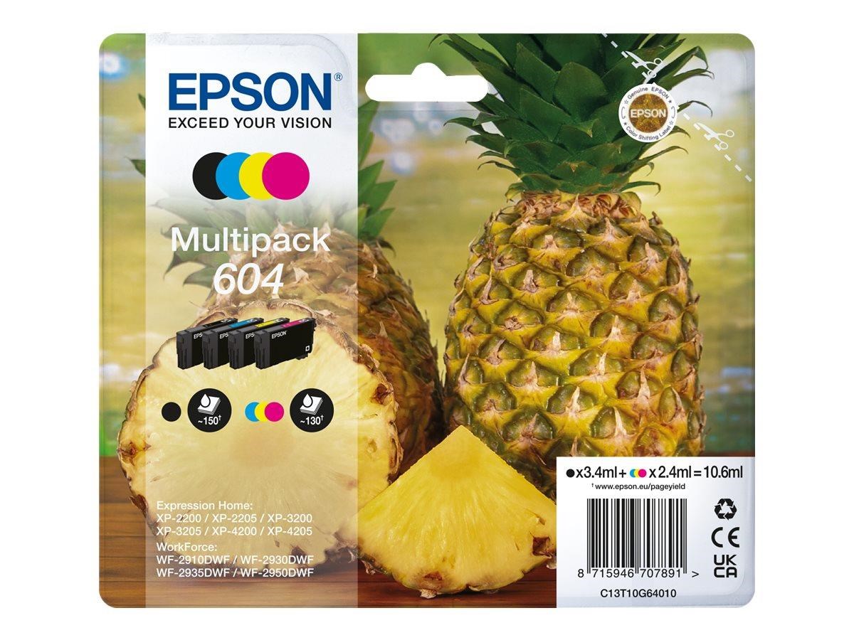 Epson 604 Multipack (Black Yellow Cyan Magenta) Ink Printerpatron Og Toner Multicolor C13T10G64020
