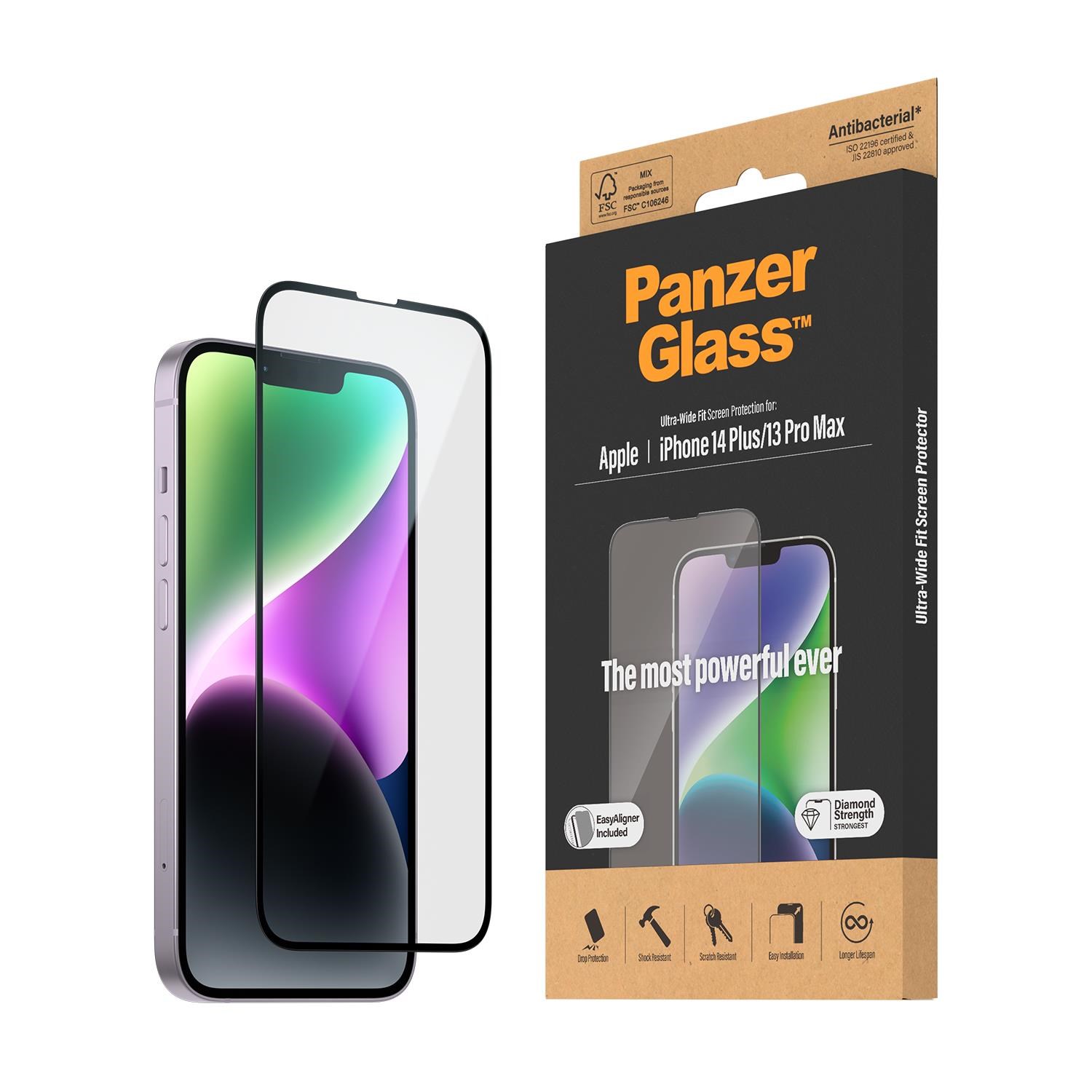 PanzerGlass Screen Protector Apple iPhone 14 Plus | 13 Pro Max | Ultra-Wide Fit w. EasyAligner
