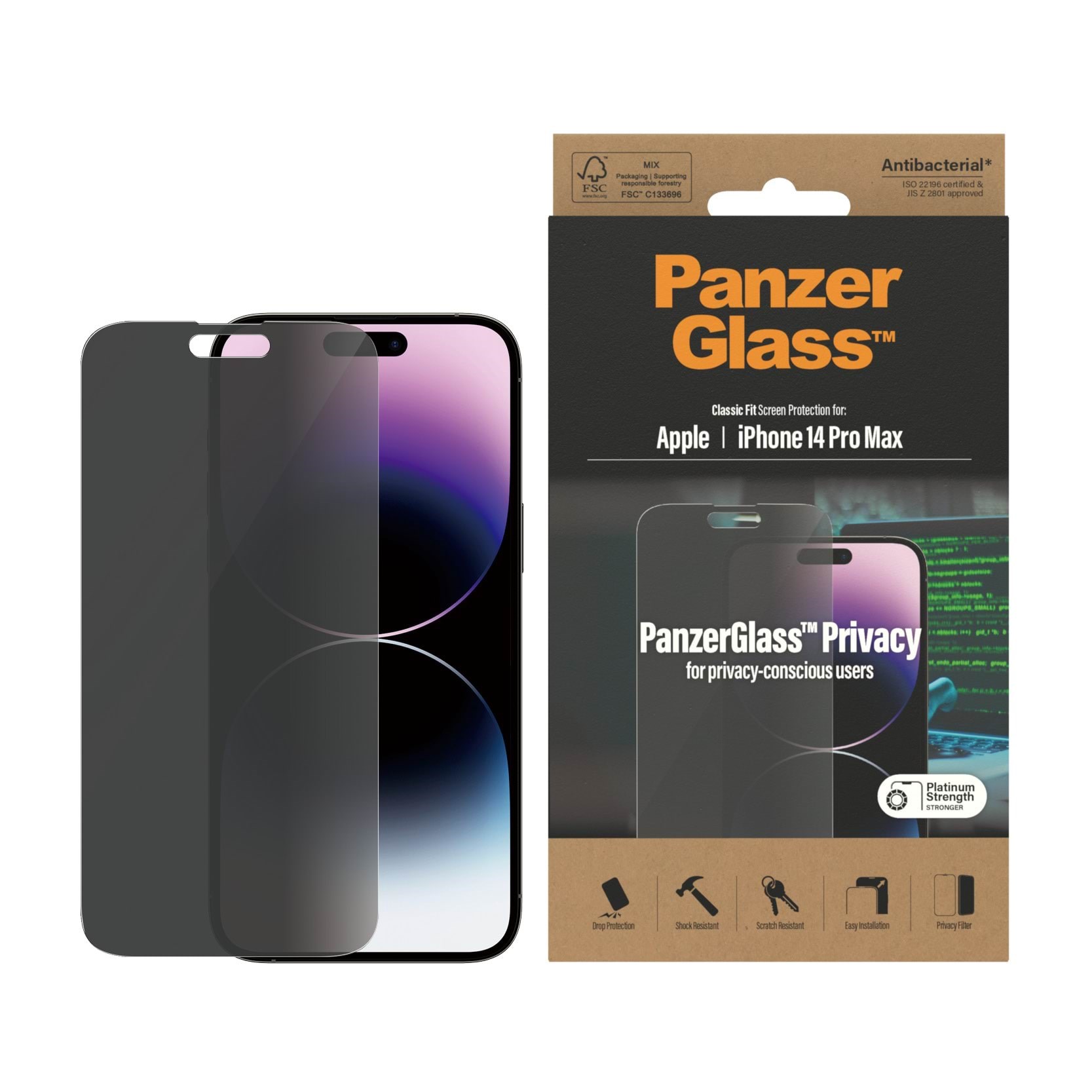 PanzerGlass Privacy Screen Protector Apple iPhone 14 Pro Max | Classic Fit Beskyttelsesglas PANZERP2770