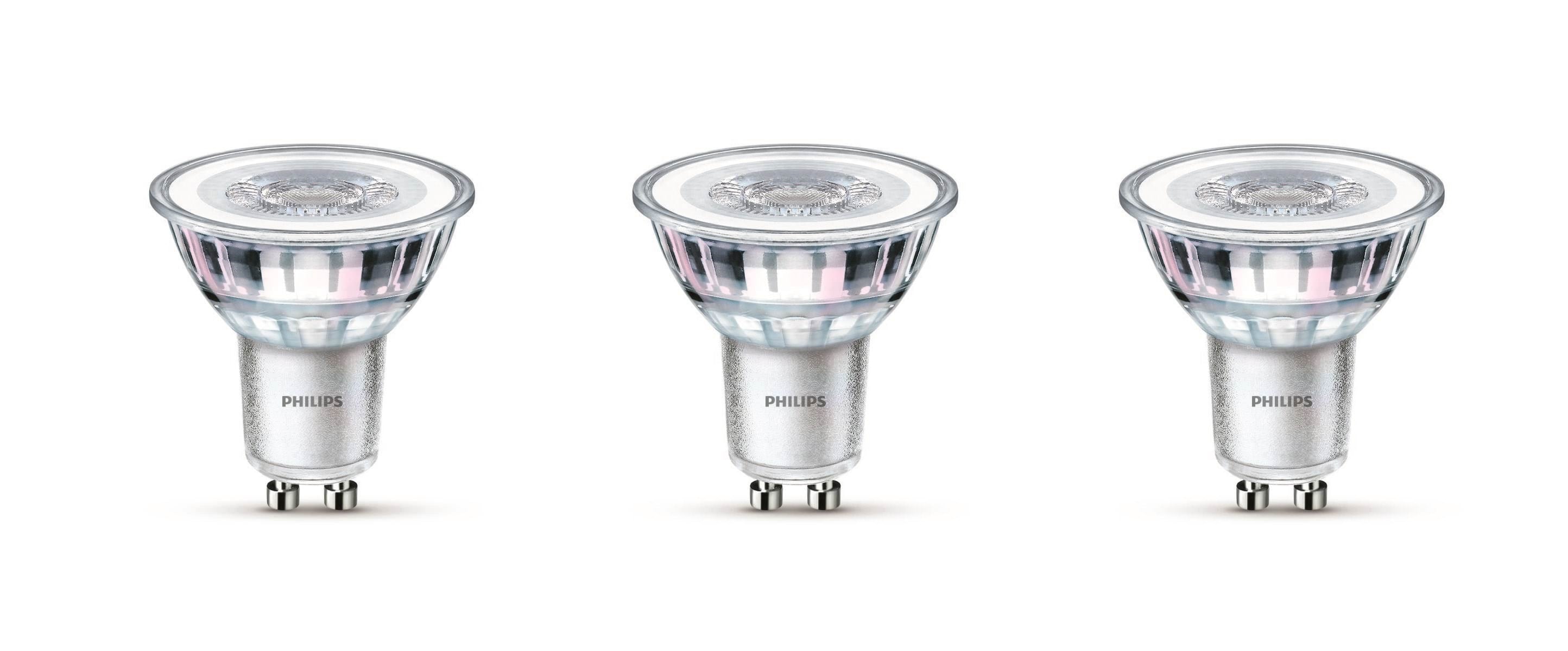 Philips LED pære Classic 4,6W/827 (50W) 36° 3-pak GU10 Lyskilde 929001215223