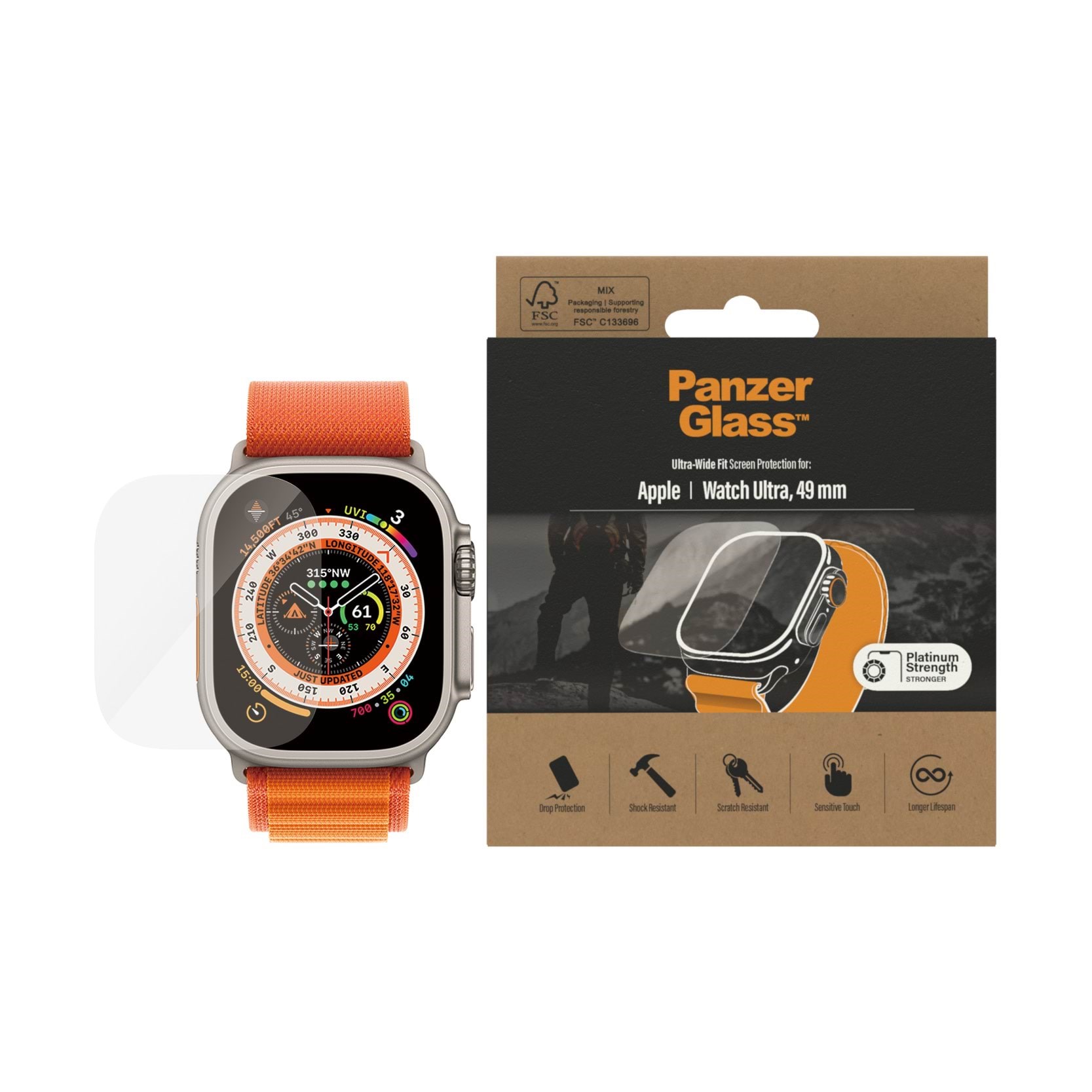 PanzerGlass Screen Protector Apple Watch Ultra 2 | Ultra | 49 mm w. EasyAligner