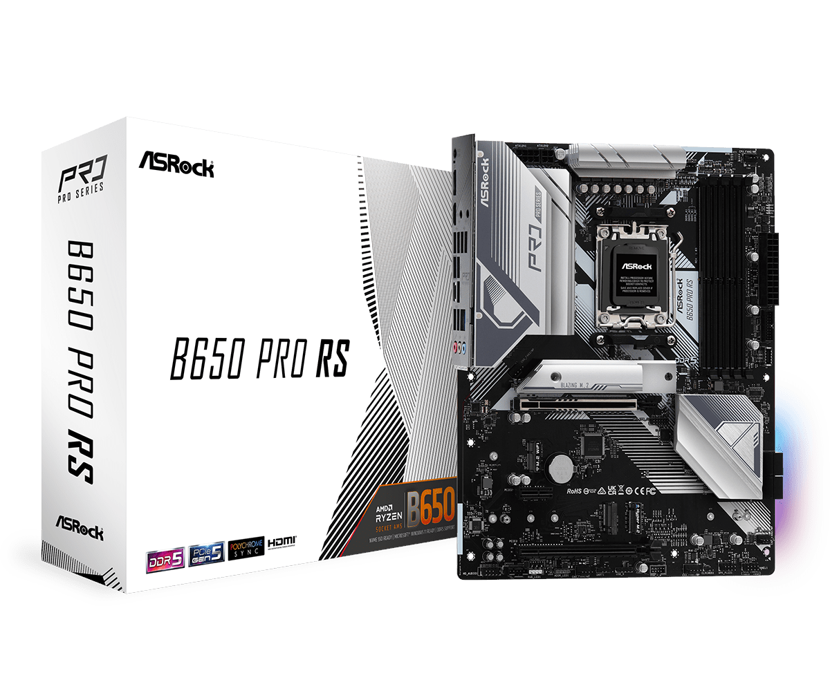 ASRock B650 Pro RS Bundkort - AMD B650 - AMD AM5 - DDR5 RAM - ATX Bundkort 90-MXBL10-A0UAYZ