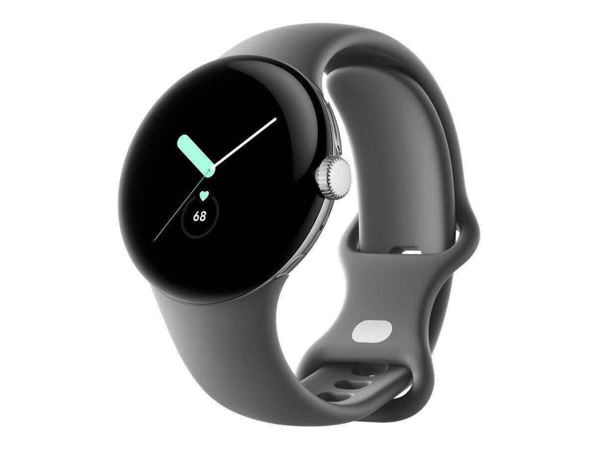 Google Pixel Watch LTE - Polished Silver with Charcoal Band Smartwatch Grå GA04303-DE
