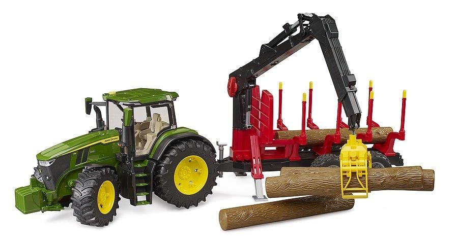 Bruder John Deere 7R 350 with forestry trailer and 4 trunks Legetøjsbil BR3154