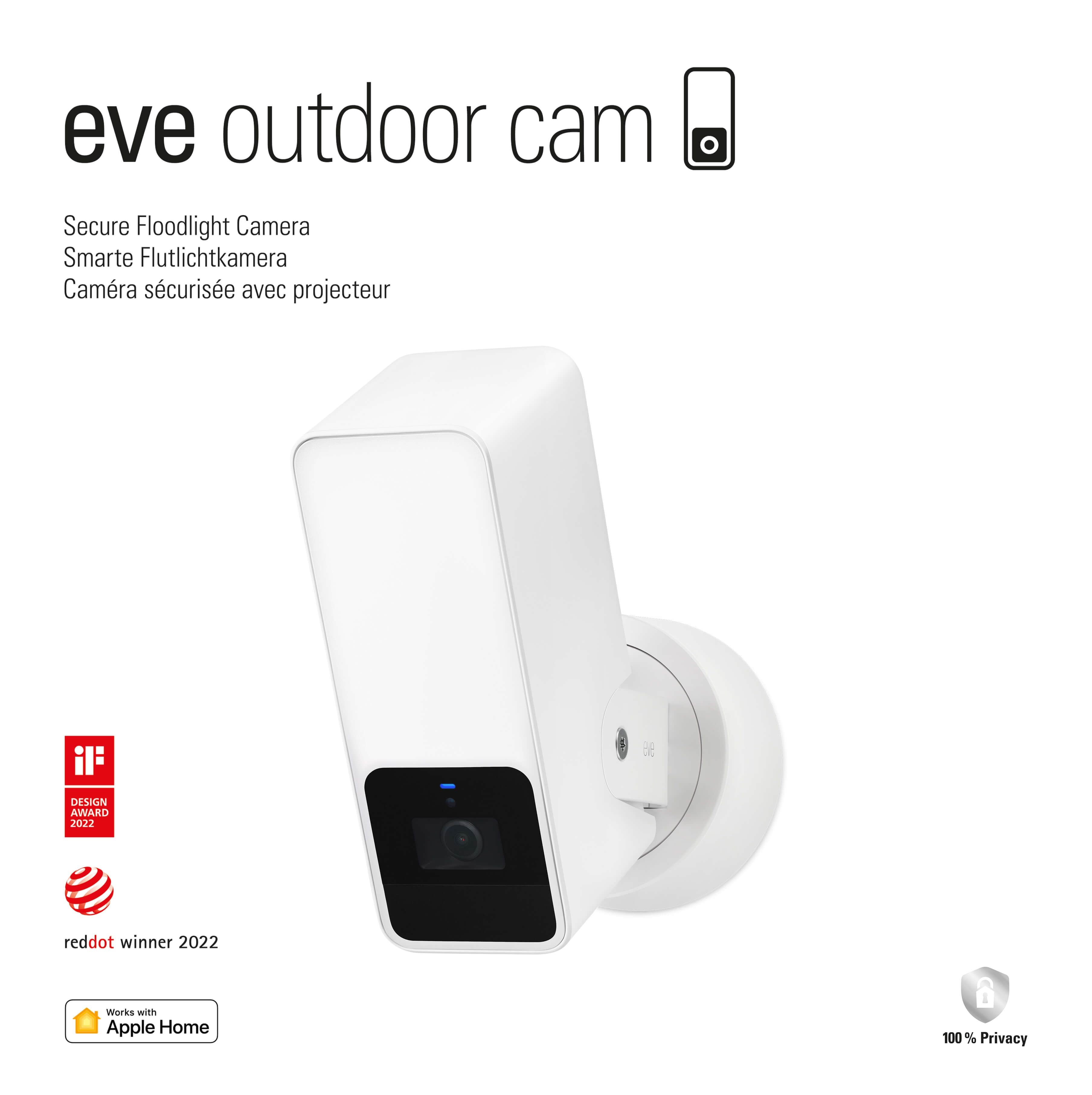 Eve Outdoor Cam Hvid - Udendørs overvågningskamera med spotlys og HomeKit Secure Video