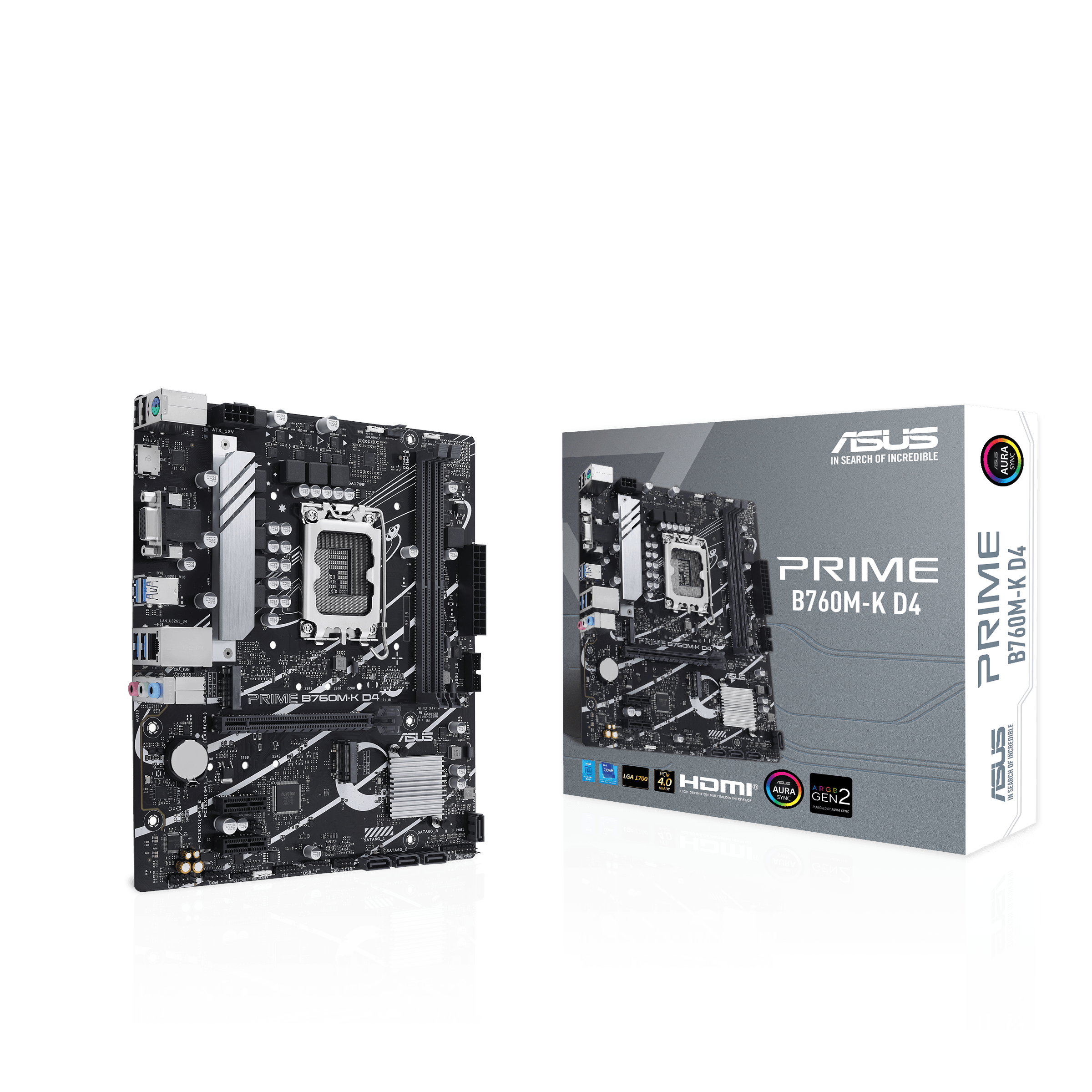 ASUS PRIME B760M-K D4 Bundkort - Intel B760 - Intel LGA1700 - DDR4 RAM - Micro-ATX