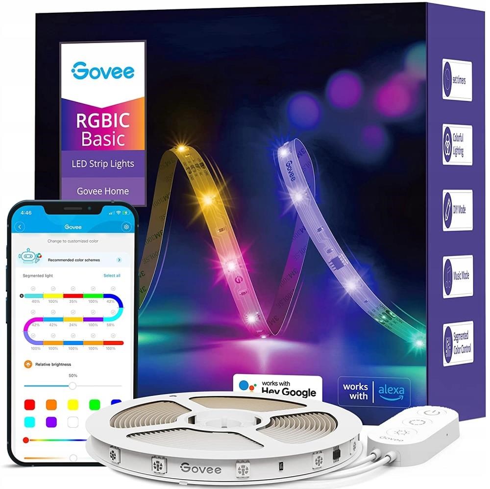 Govee RGBIC Basic Wi-Fi + Bluetooth LED Strip 5m Smart Home H618A3D1