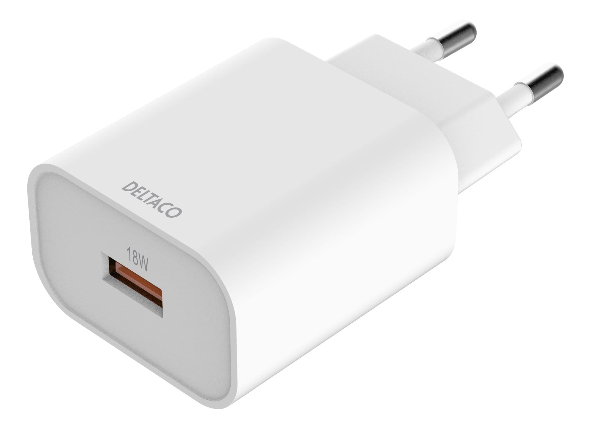 Deltaco USB-AC182 power adapter - USB Type A - 18 Watt Mobil Oplader