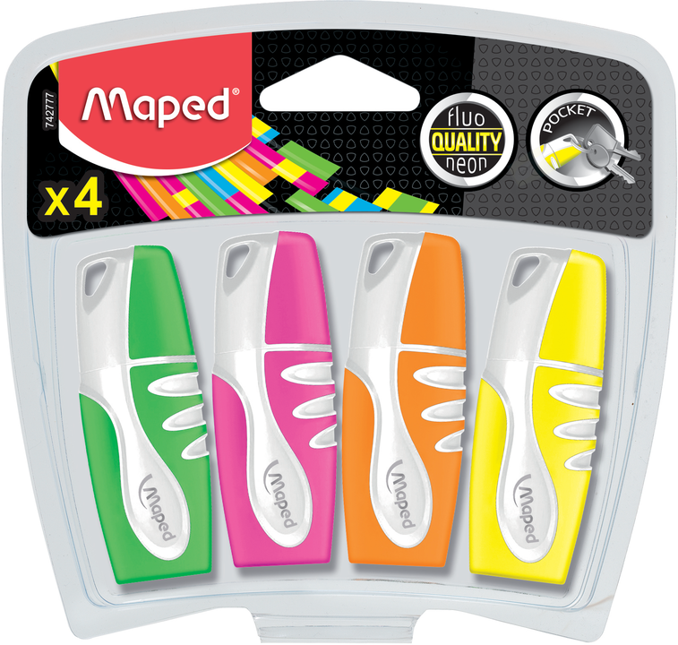 Maped Fluo'Peps Pocket Soft highlightere x4 Tegneværktøj 742777