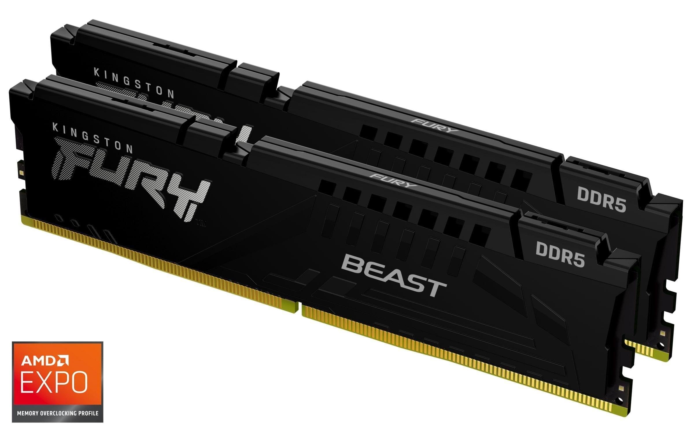 Kingston FURY Beast DDR5-5600 - 16GB - CL36 - Dual Channel (2 pcs) - AMD EXPO & Intel XMP - Sort