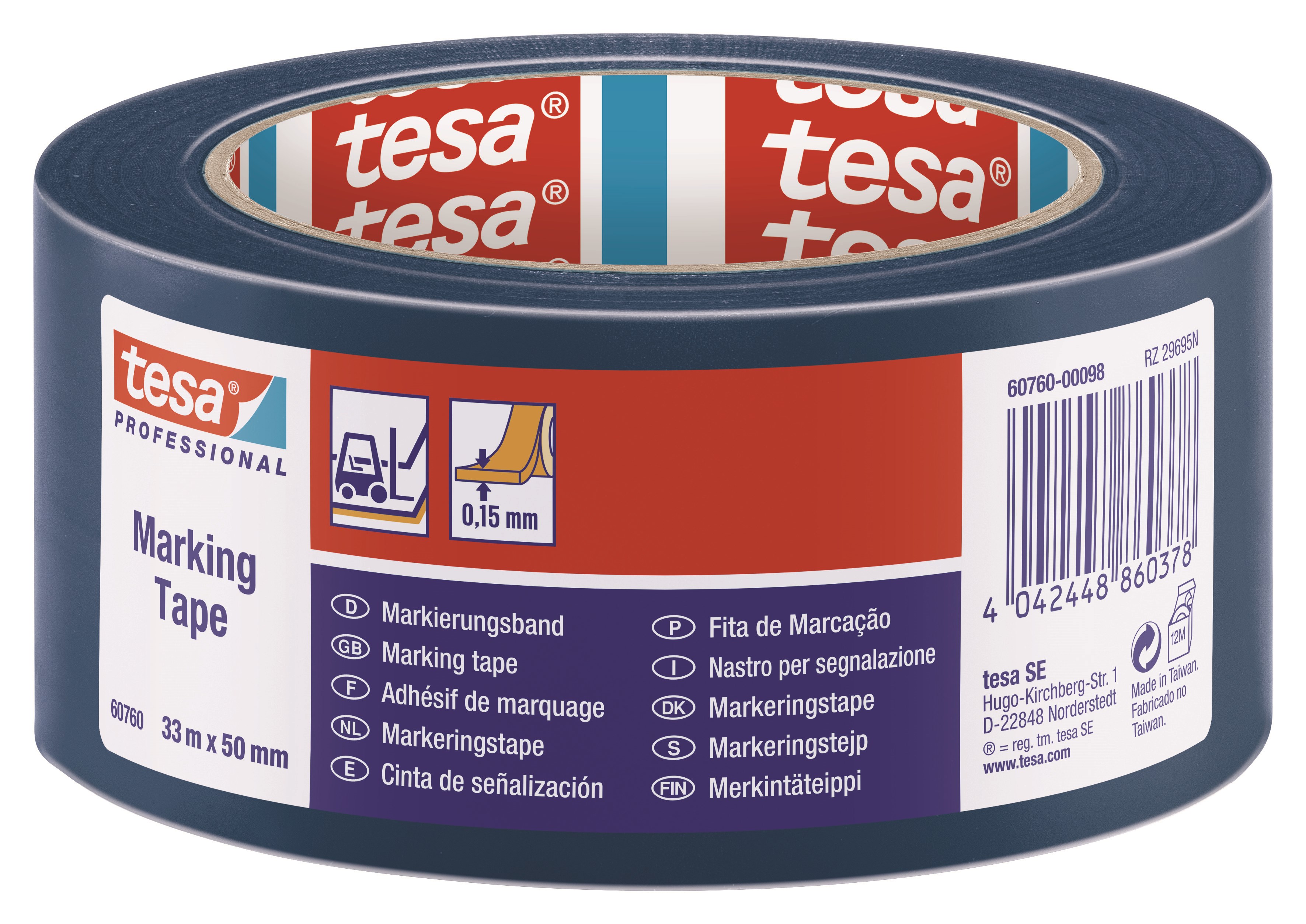 tesa Floor Marking Tape 33m x 50m Blue Tape 60760-00098-15
