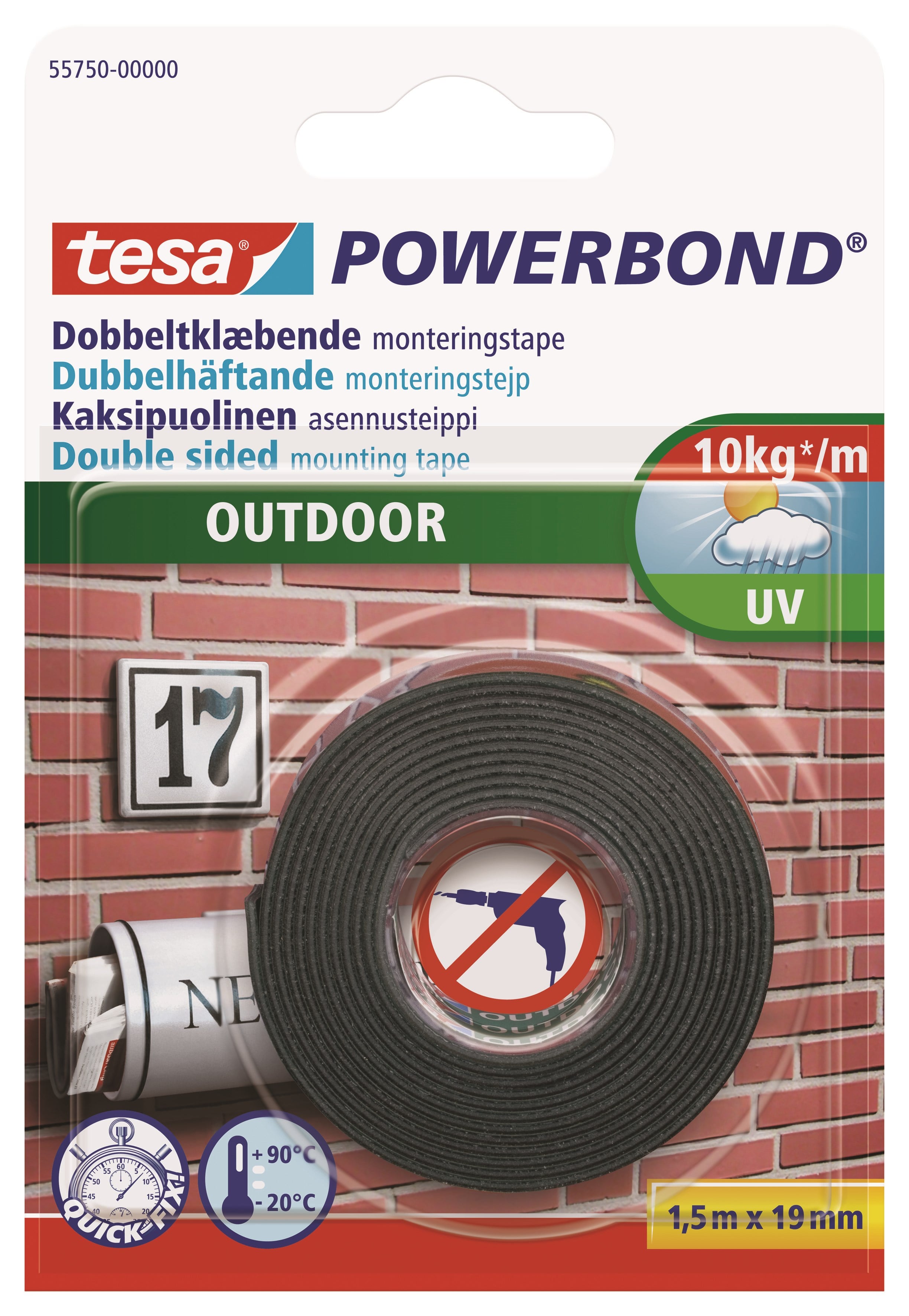 tesa Powerbond Mounting Tape Outdoor 1.5m x 19mm Tape 55750-00000-03