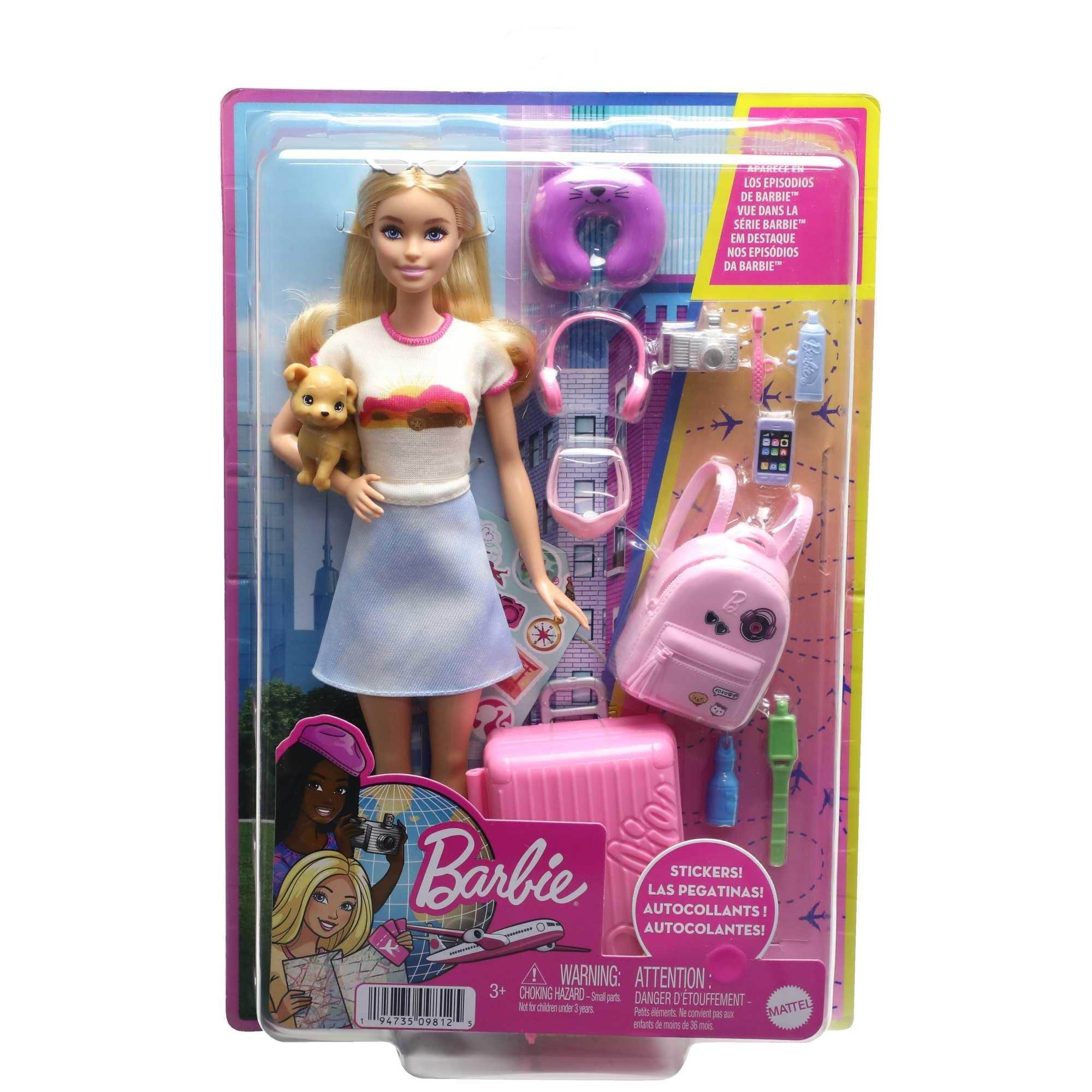 Barbie Travel Set With Puppy Dukker Og Dukketilbehoer HJY18