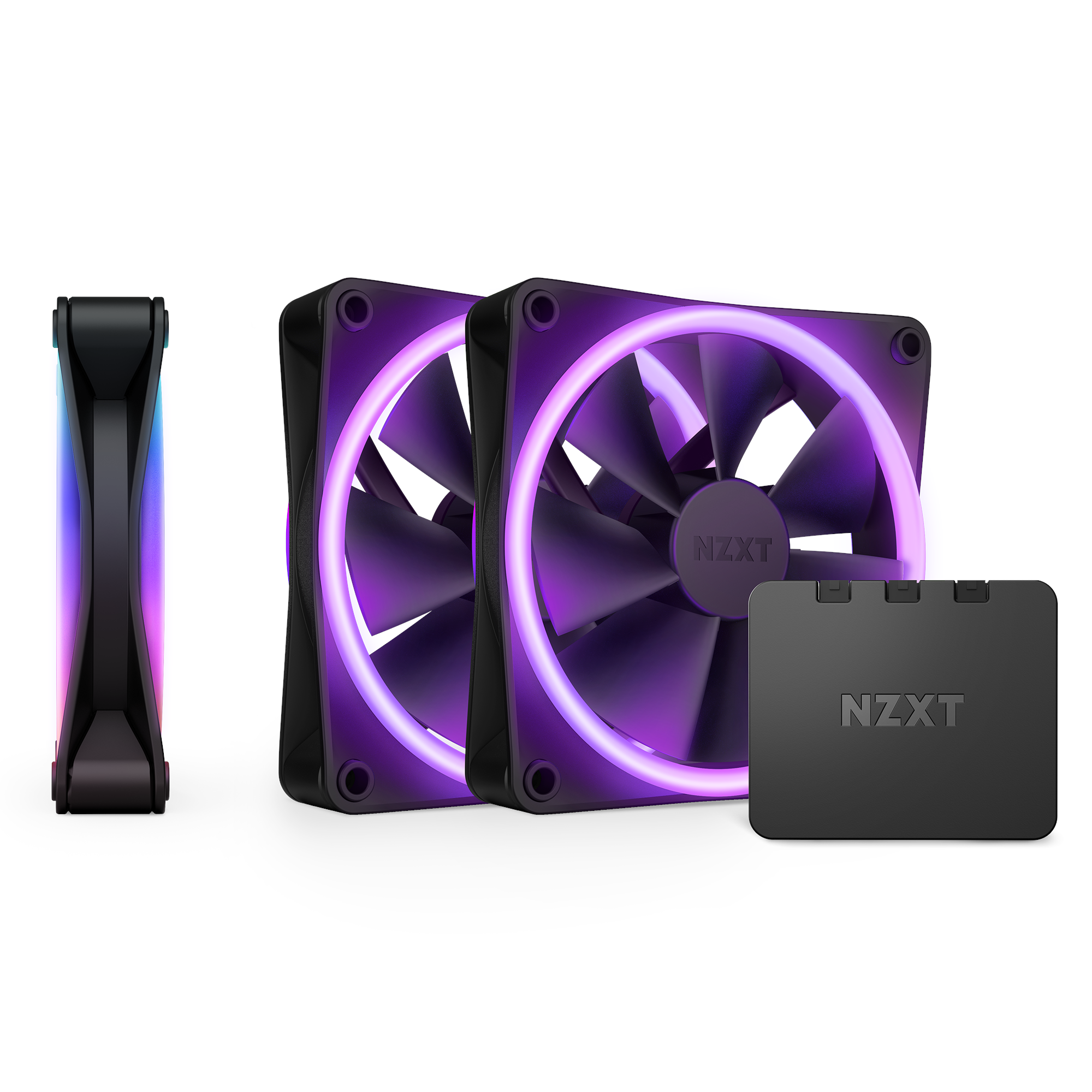 NZXT F120 RGB DUO 3-pack & RGB Controller - Black - Kabinet køler - 120mm - Sort med RGB LED lys - 29 dBA