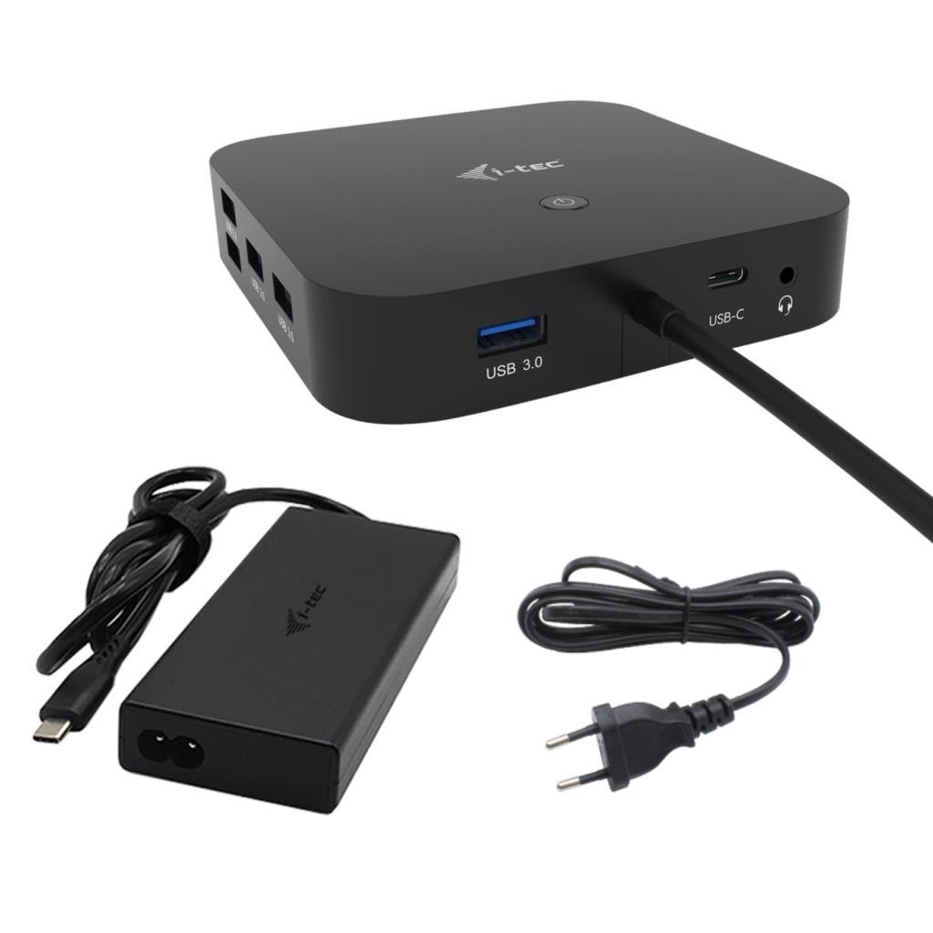 I-Tec USB-C HDMI Dual DP Docking Station with Power Delivery 100 W + i-tec Universal Charger 100 W Docking Station C31TRI4KDPDPRO100