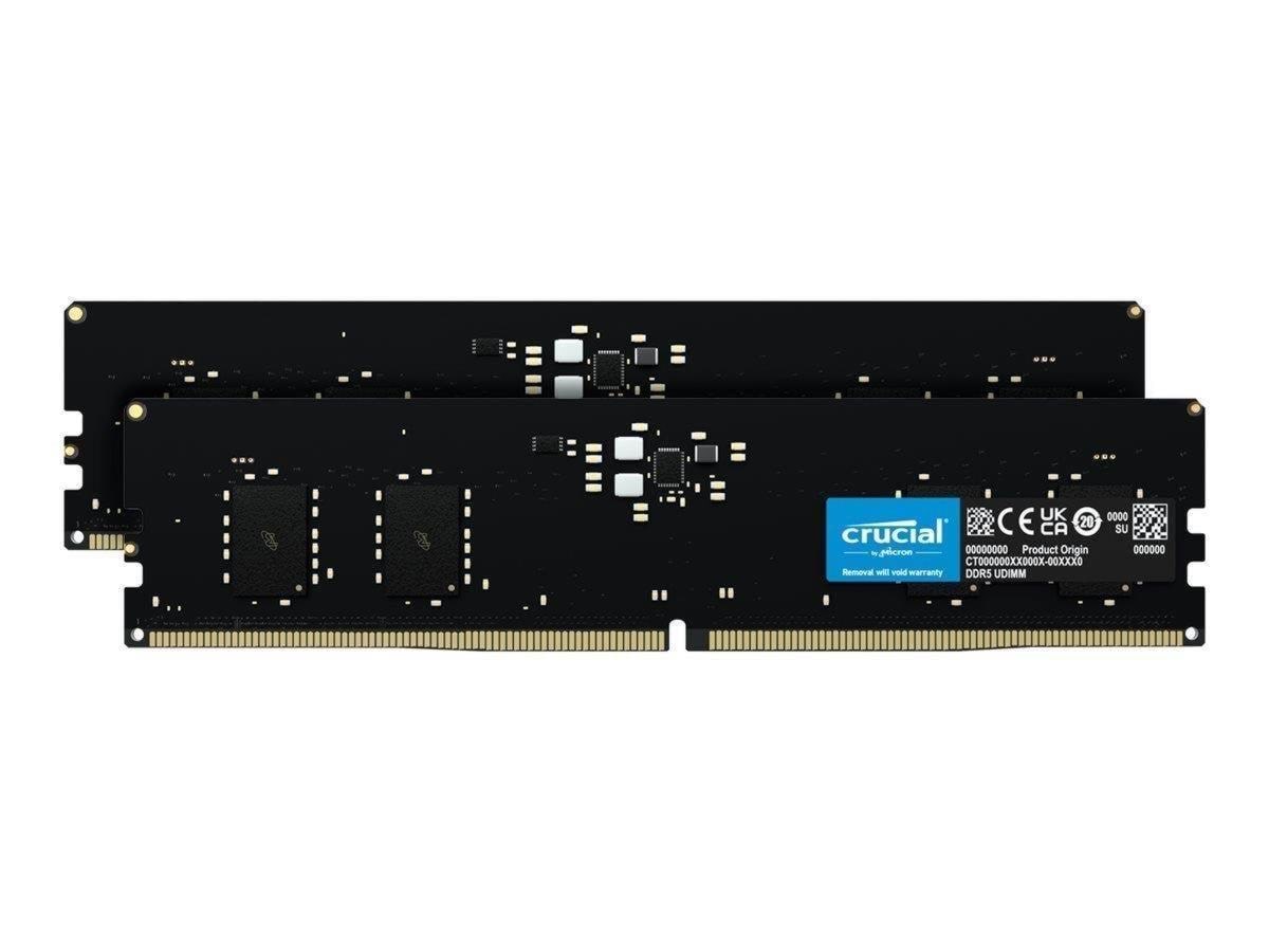 Crucial UDIMM DDR5-5600 - 64GB - CL46 - Dual Channel (2 pcs) - AMD EXPO & Intel XMP - Sort Ram CT2K32G56C46U5