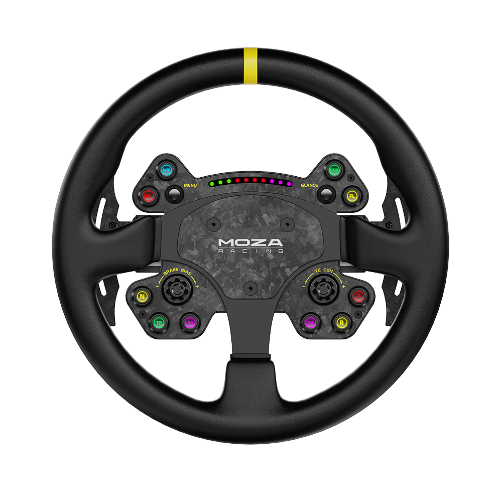 Moza Racing RS V2 Steering Wheel Round - Leather (33 cm) - Wireless Wheel - PC Spil Tilbehør RS25